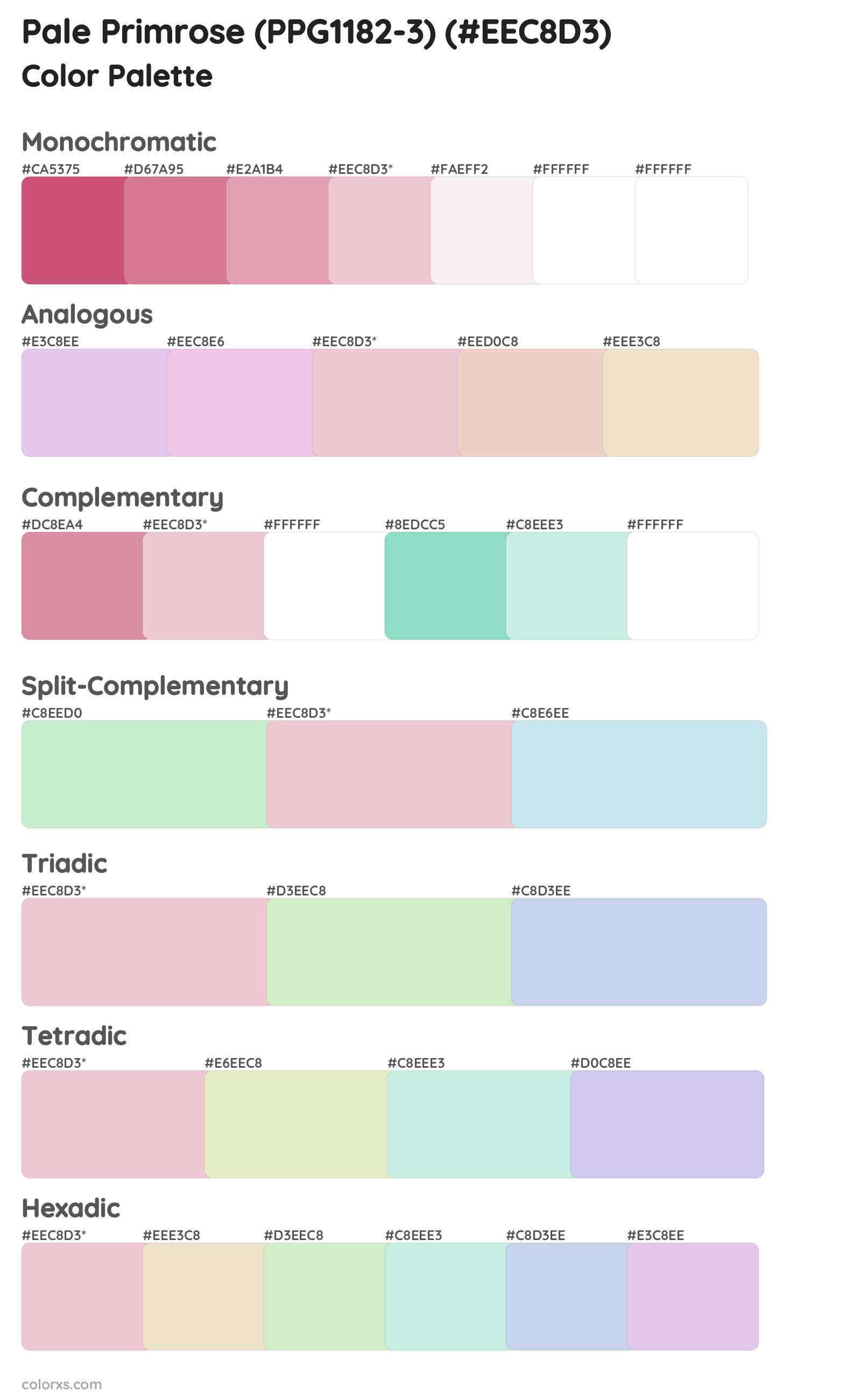 Pale Primrose (PPG1182-3) Color Scheme Palettes