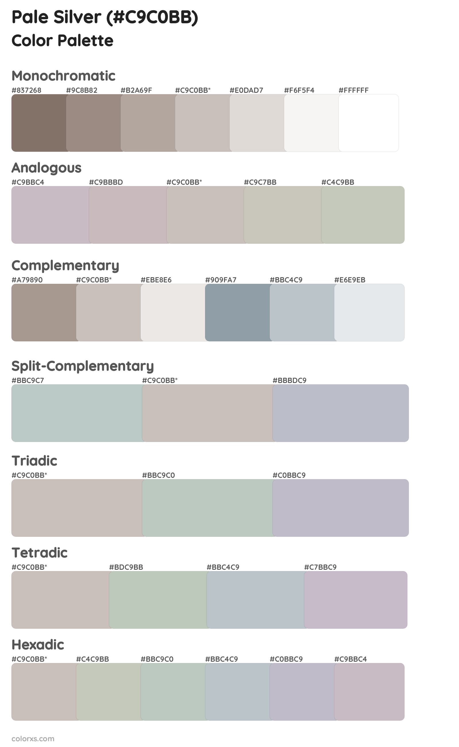 Pale Silver Color Scheme Palettes