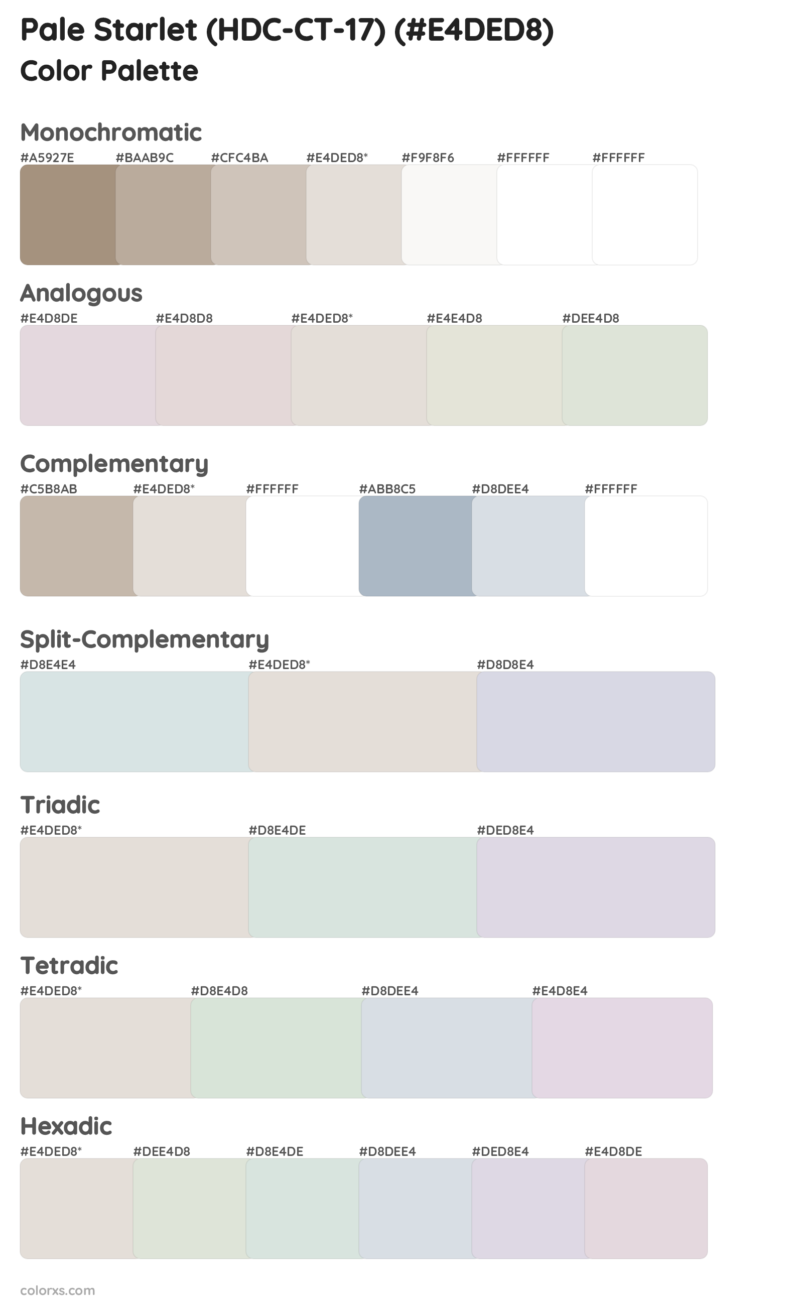Pale Starlet (HDC-CT-17) Color Scheme Palettes