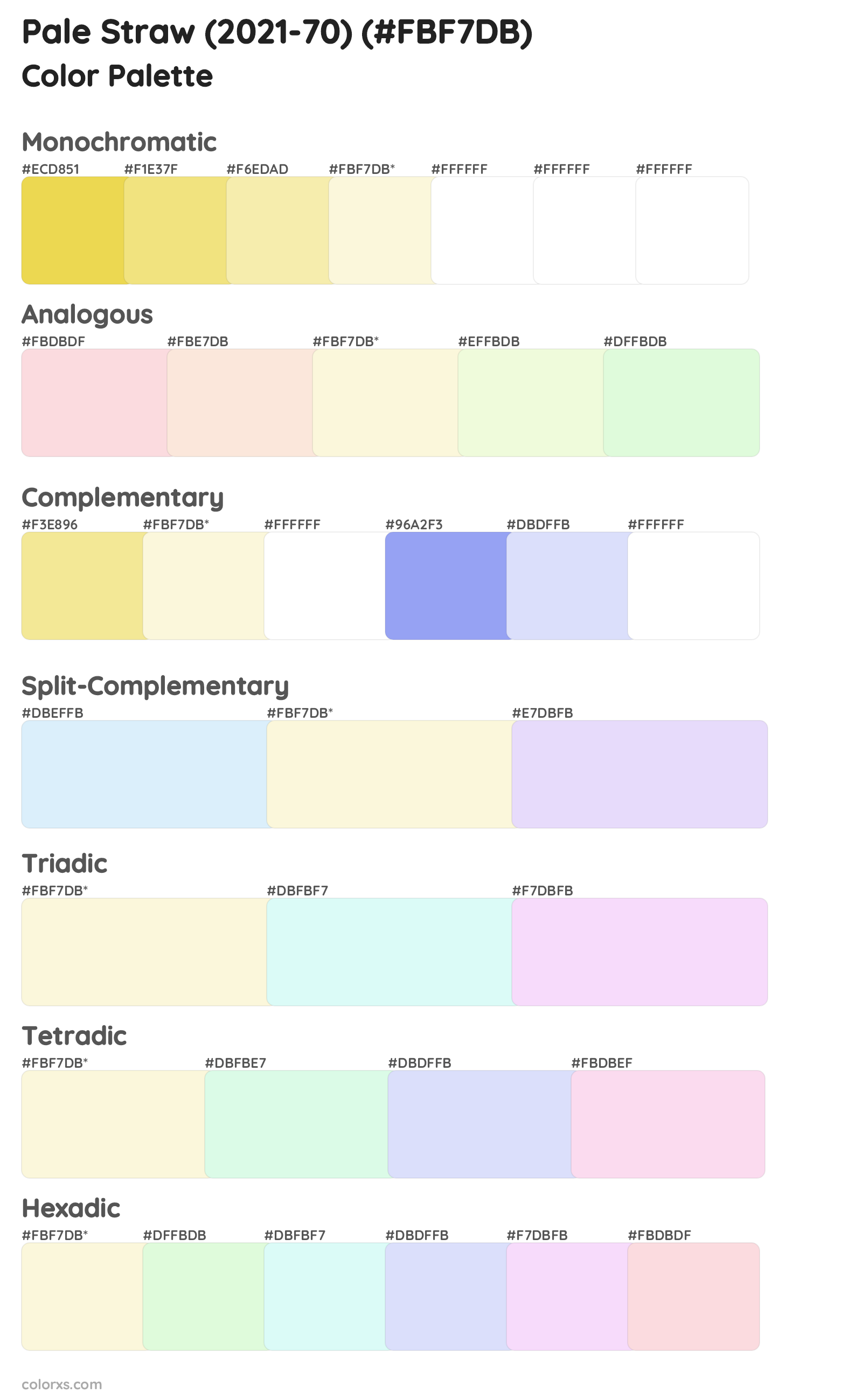 Pale Straw (2021-70) Color Scheme Palettes