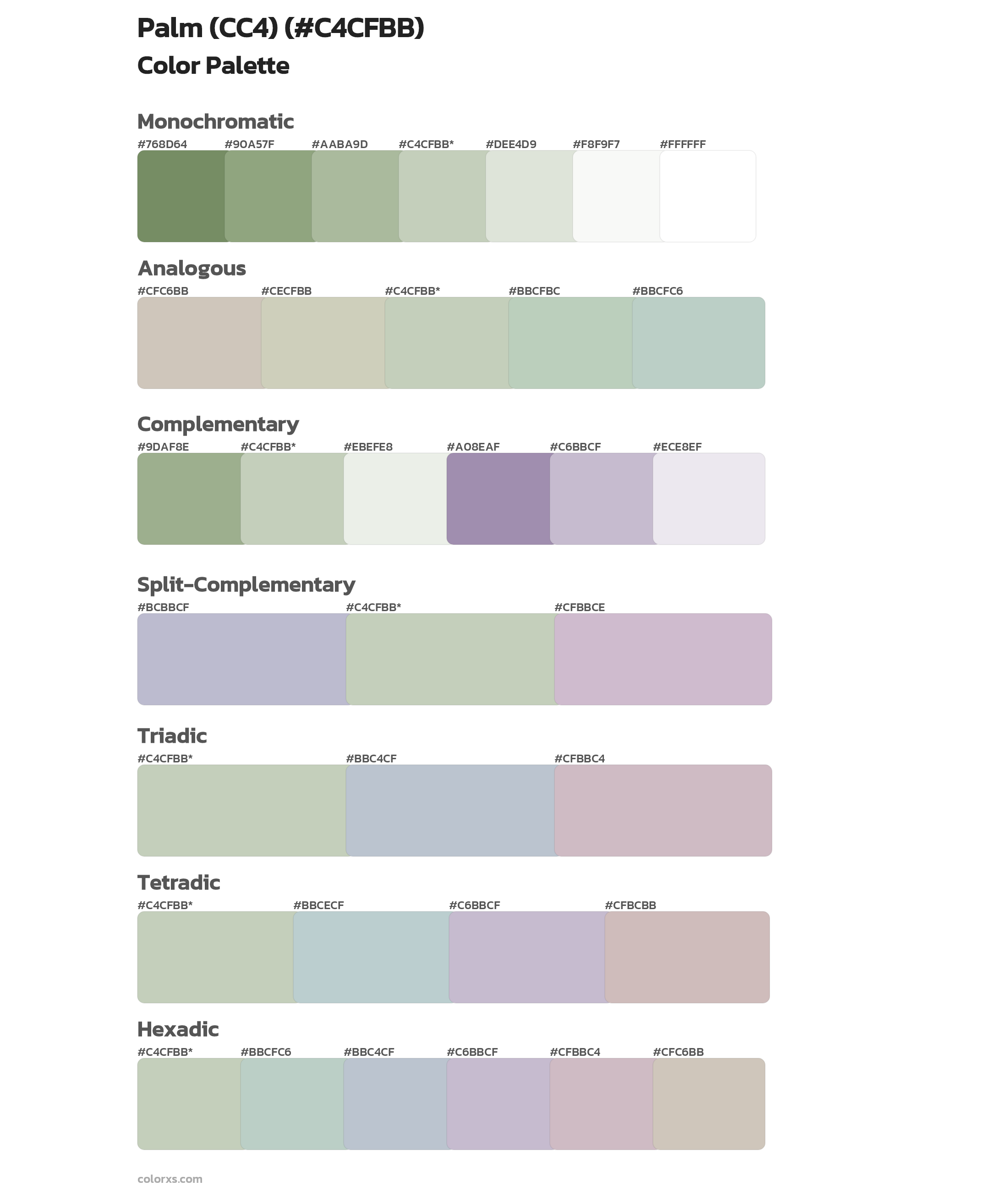 Palm (CC4) Color Scheme Palettes