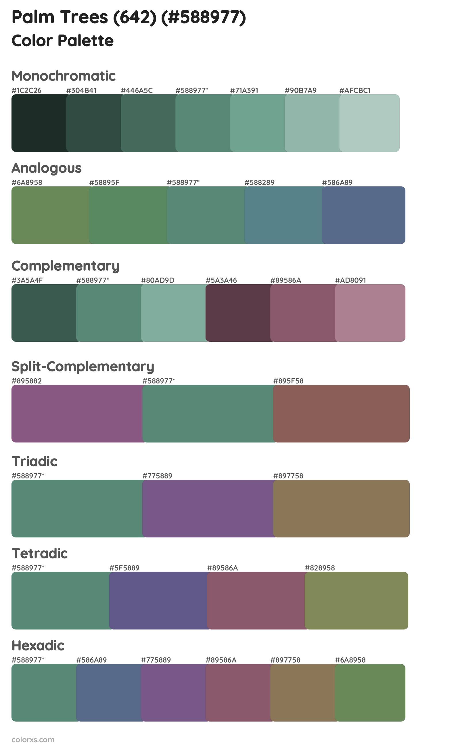 Palm Trees (642) Color Scheme Palettes