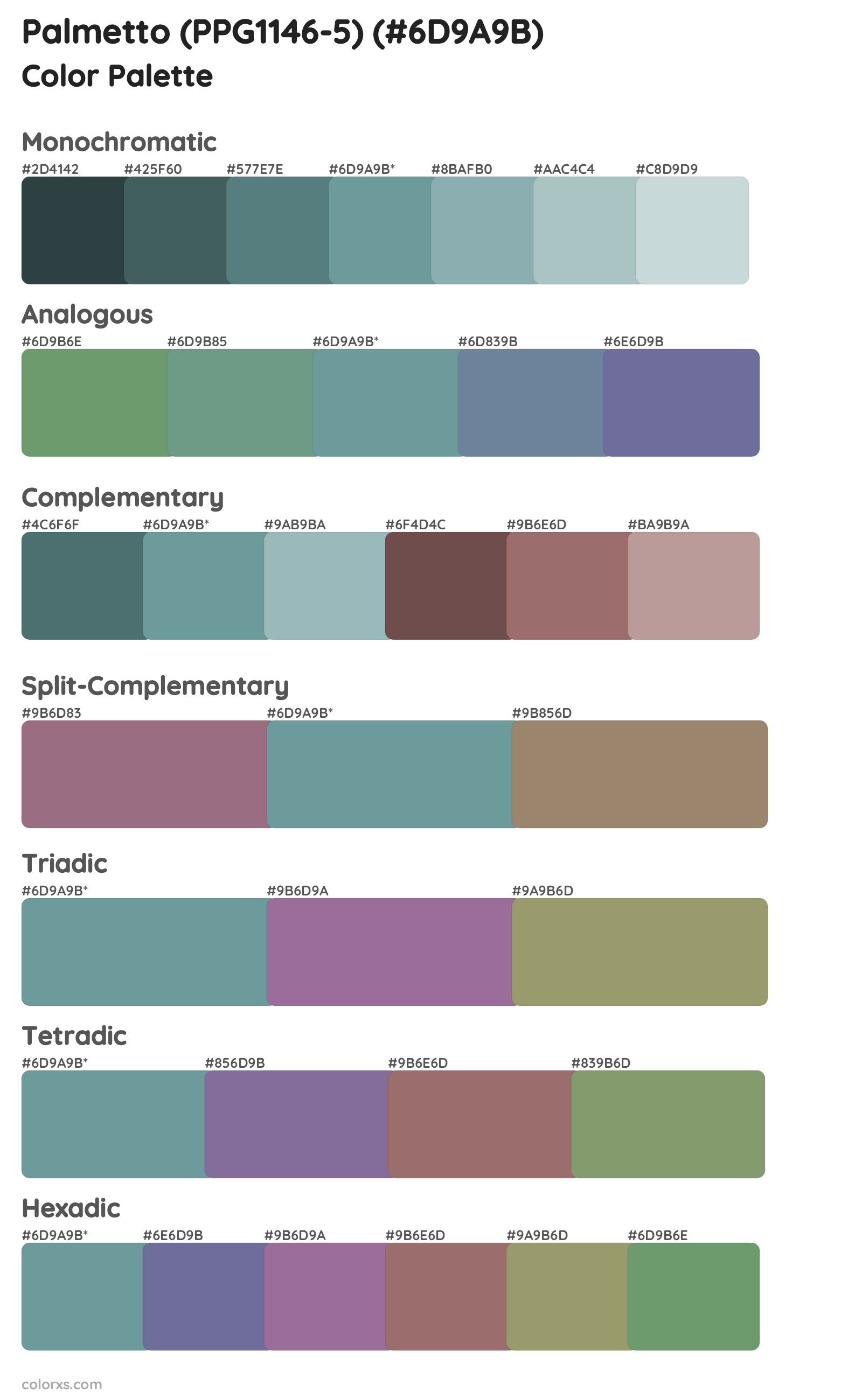 Palmetto (PPG1146-5) Color Scheme Palettes