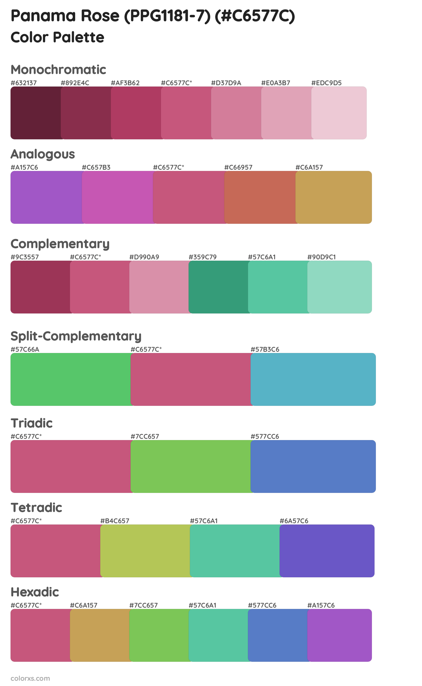 Panama Rose (PPG1181-7) Color Scheme Palettes