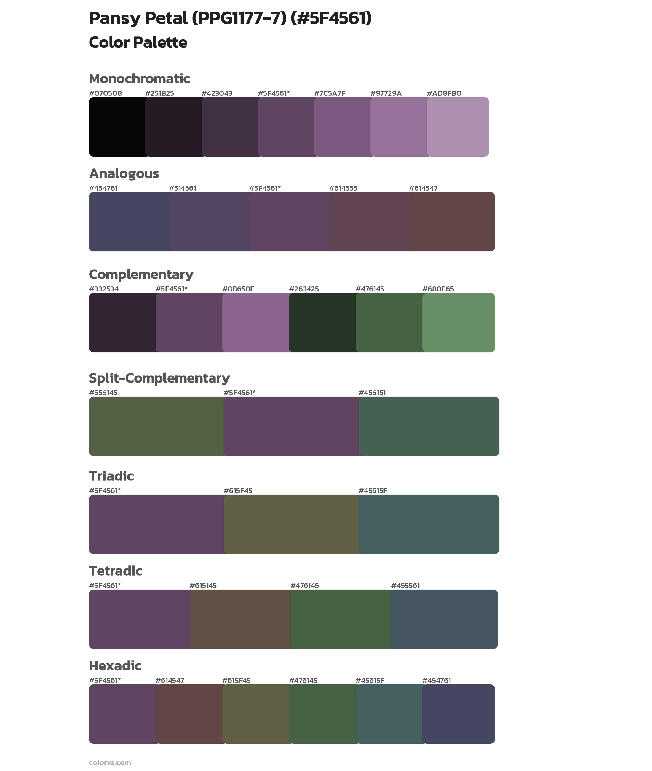 Pansy Petal (PPG1177-7) Color Scheme Palettes