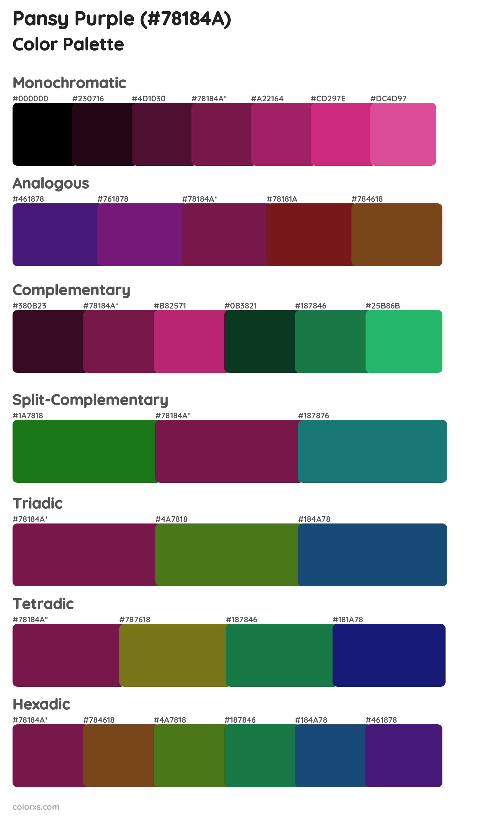 Pansy Purple Color Scheme Palettes