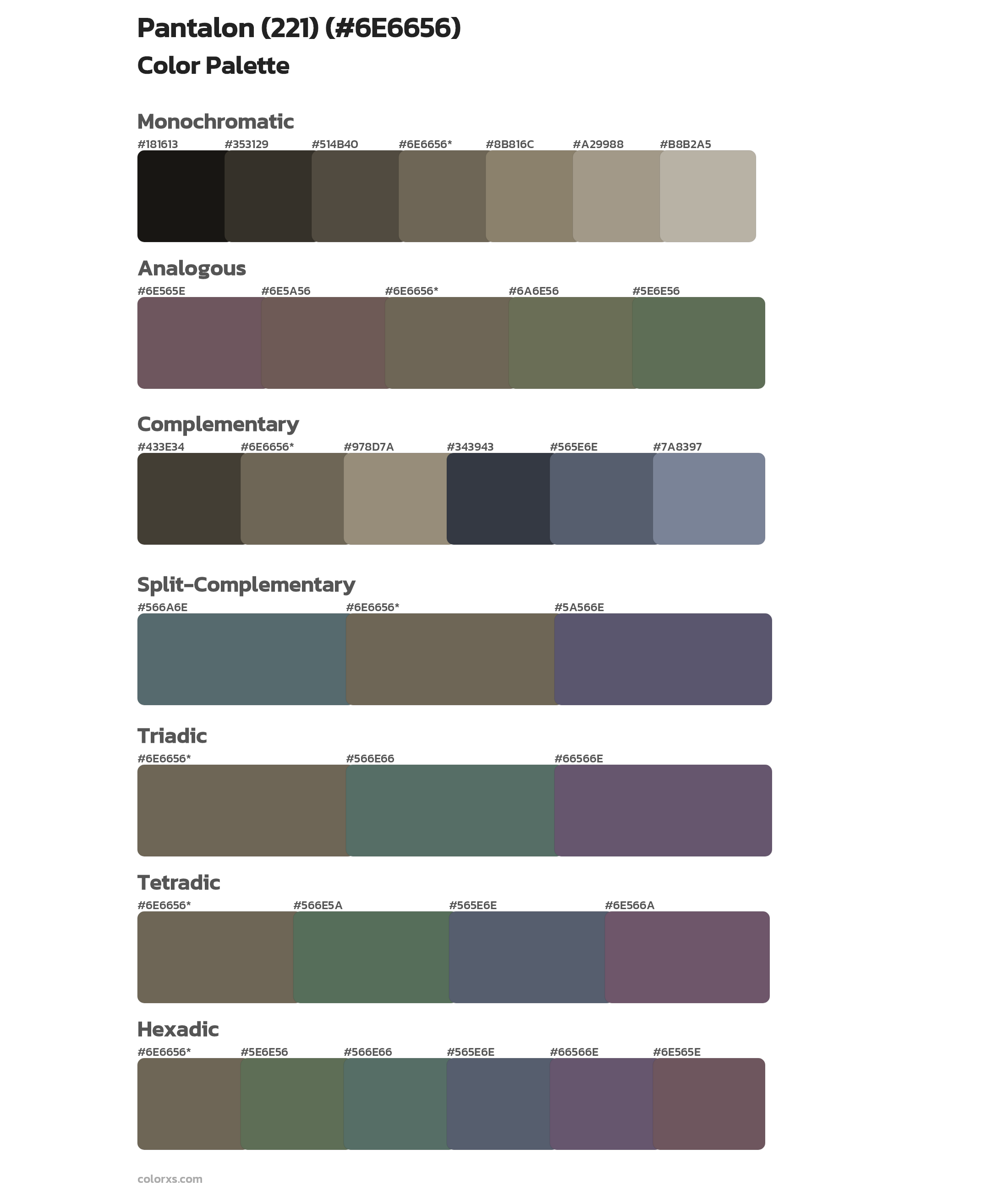 Pantalon (221) Color Scheme Palettes