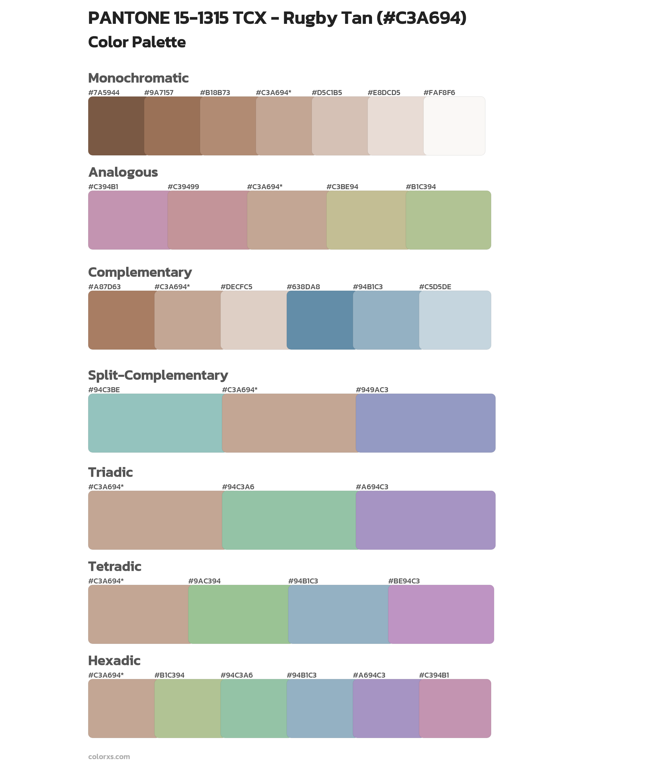 PANTONE 15-1315 TCX - Rugby Tan Color Scheme Palettes