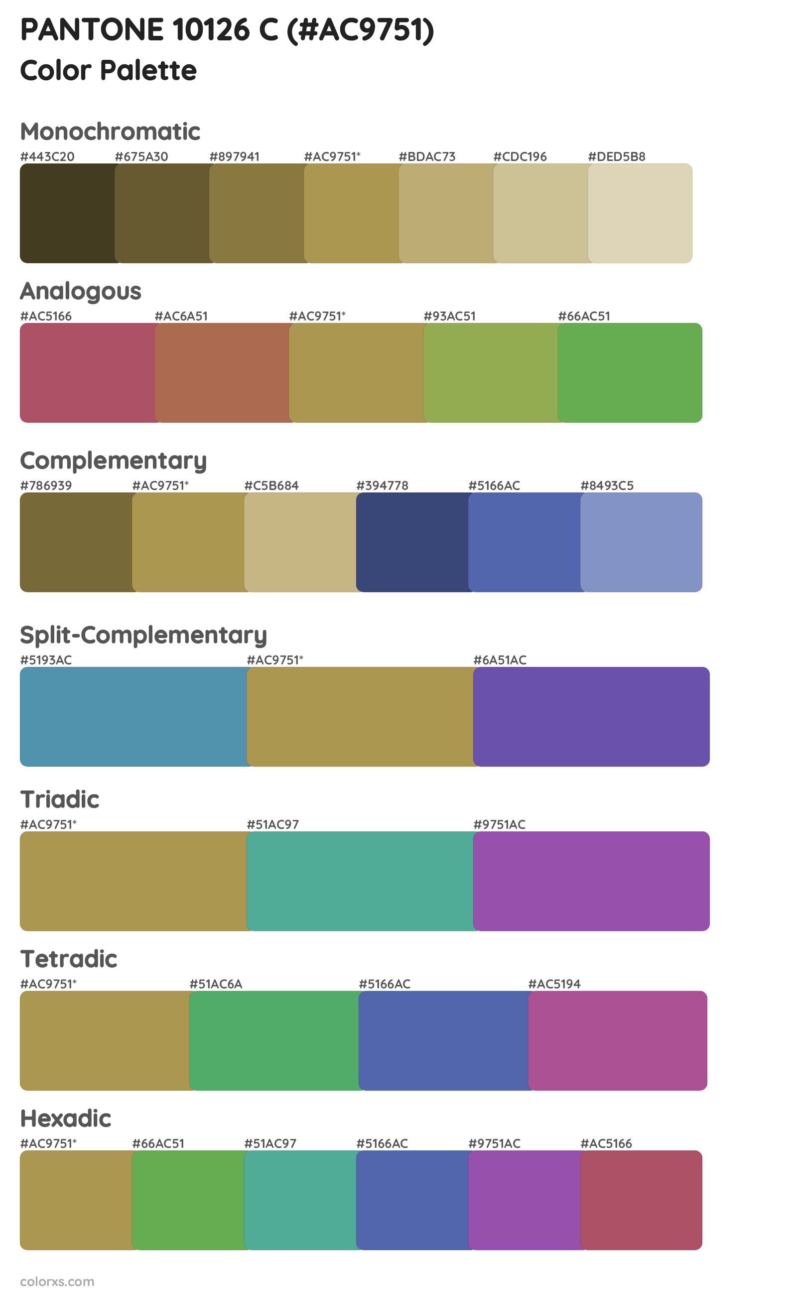 PANTONE 10126 C Color Scheme Palettes