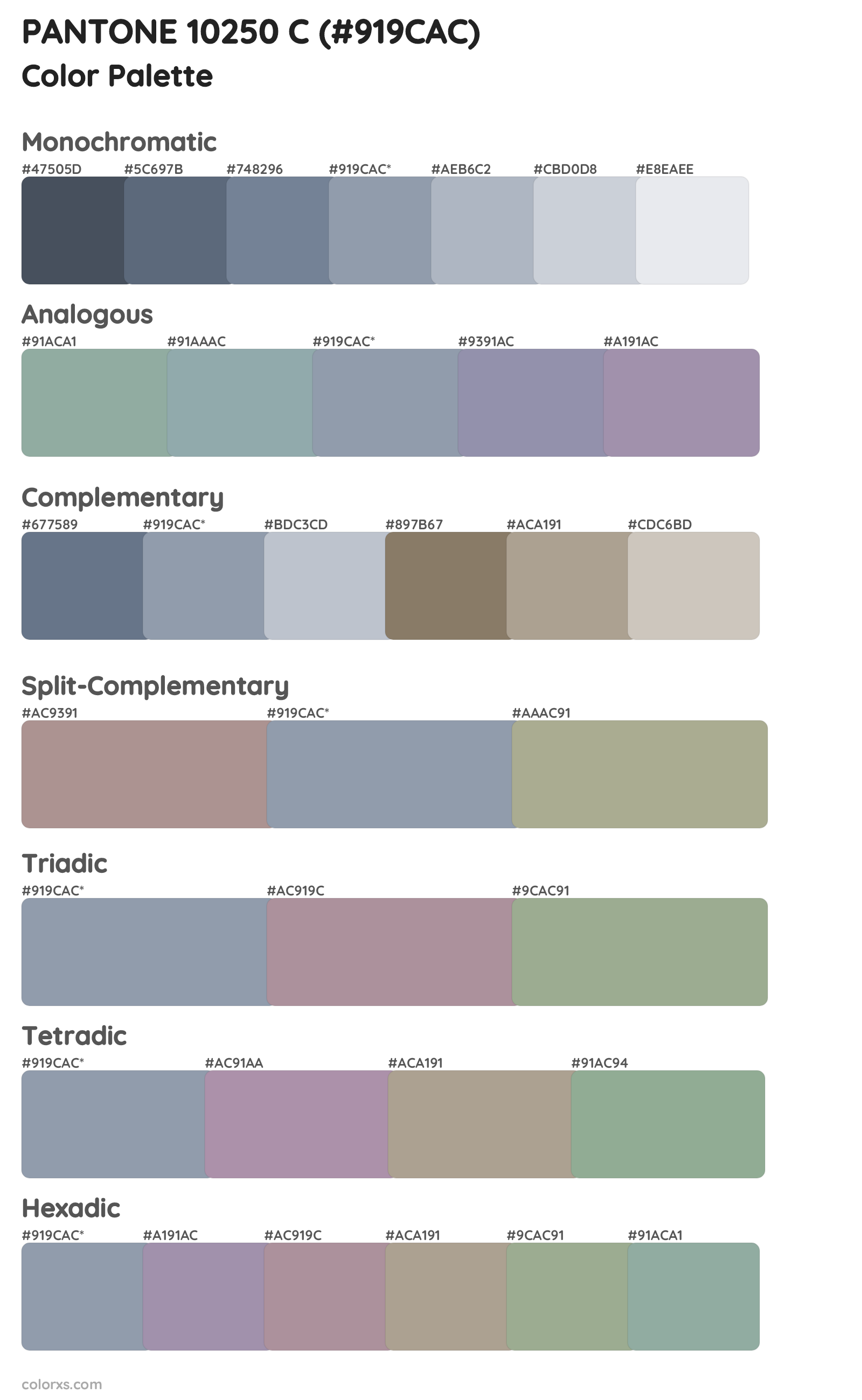 PANTONE 10250 C Color Scheme Palettes