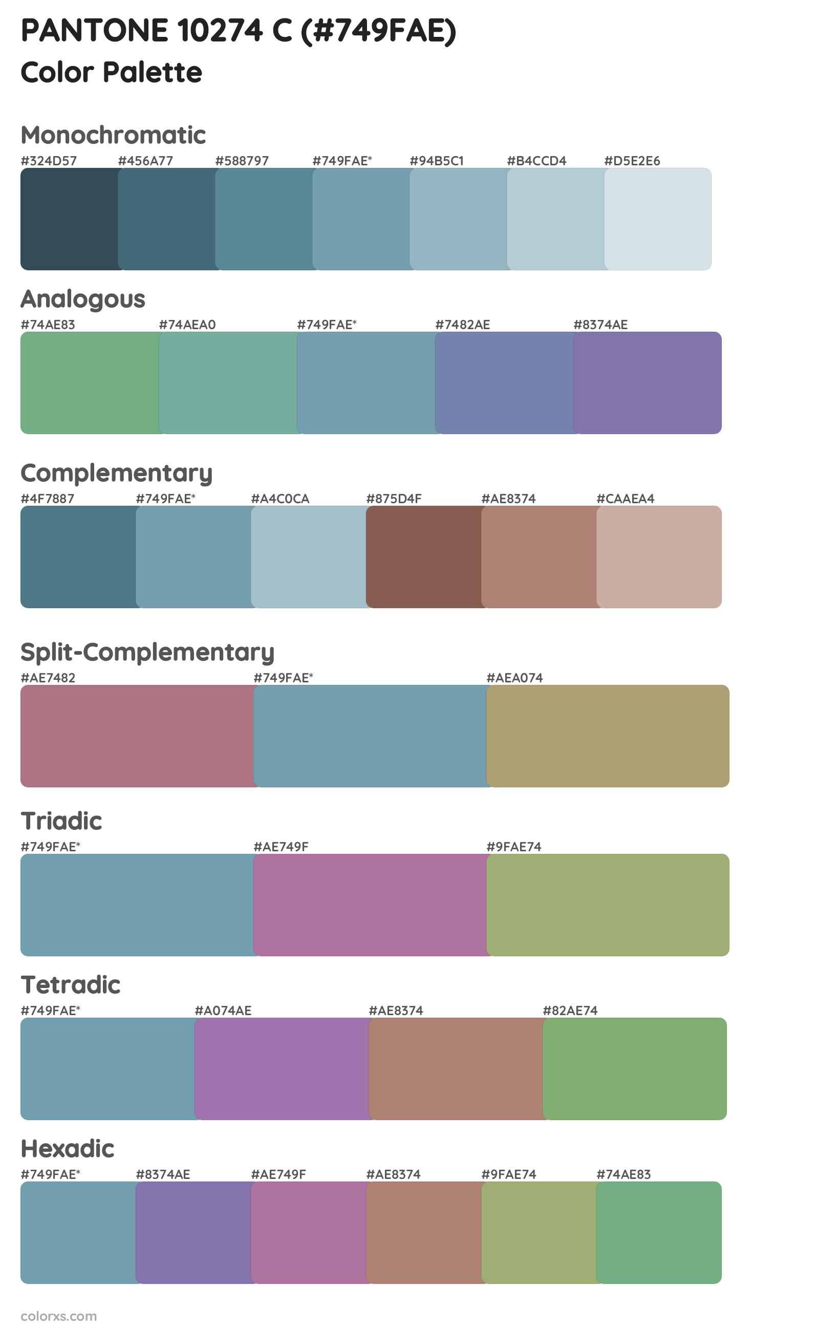 PANTONE 10274 C Color Scheme Palettes