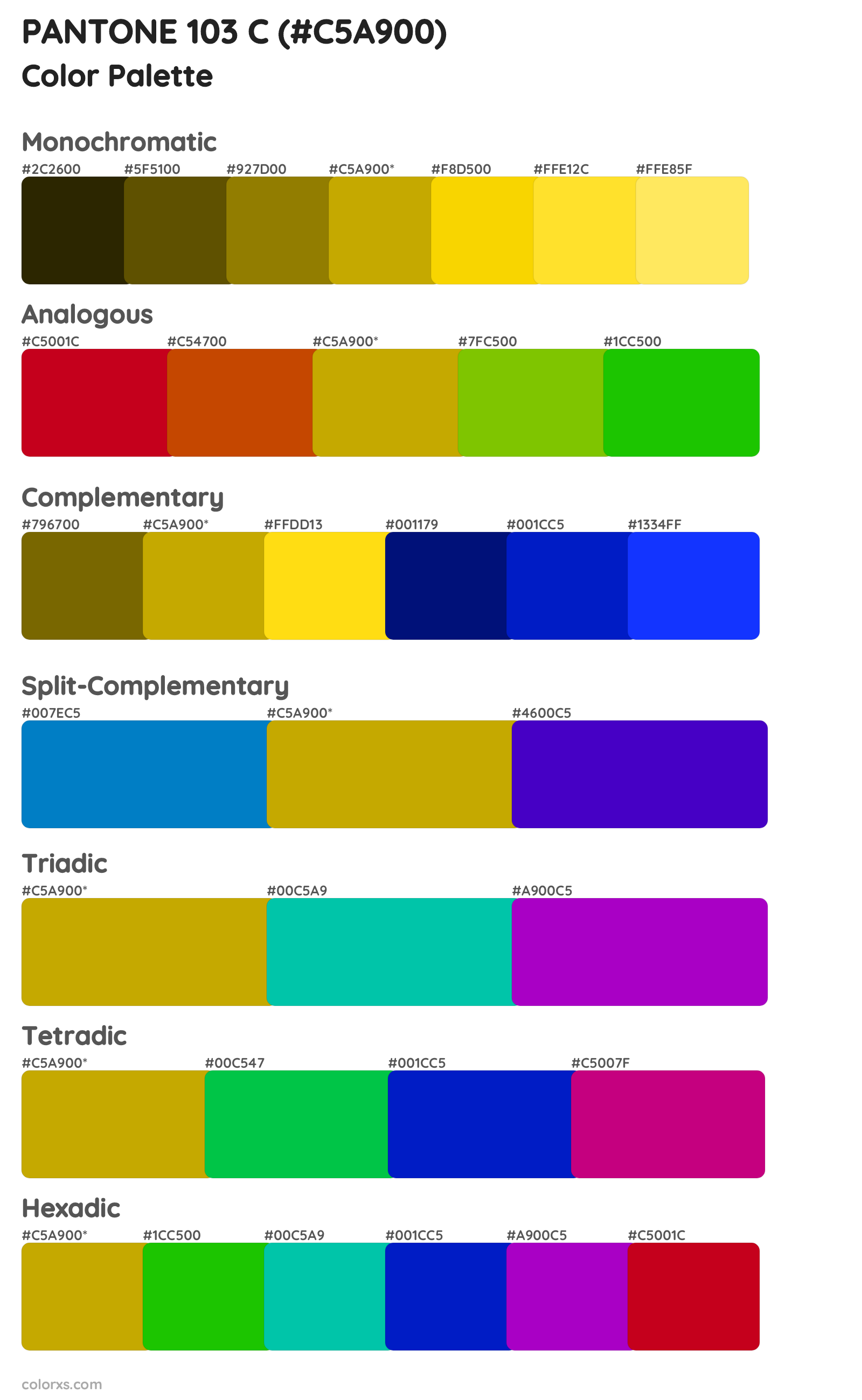 PANTONE 103 C Color Scheme Palettes