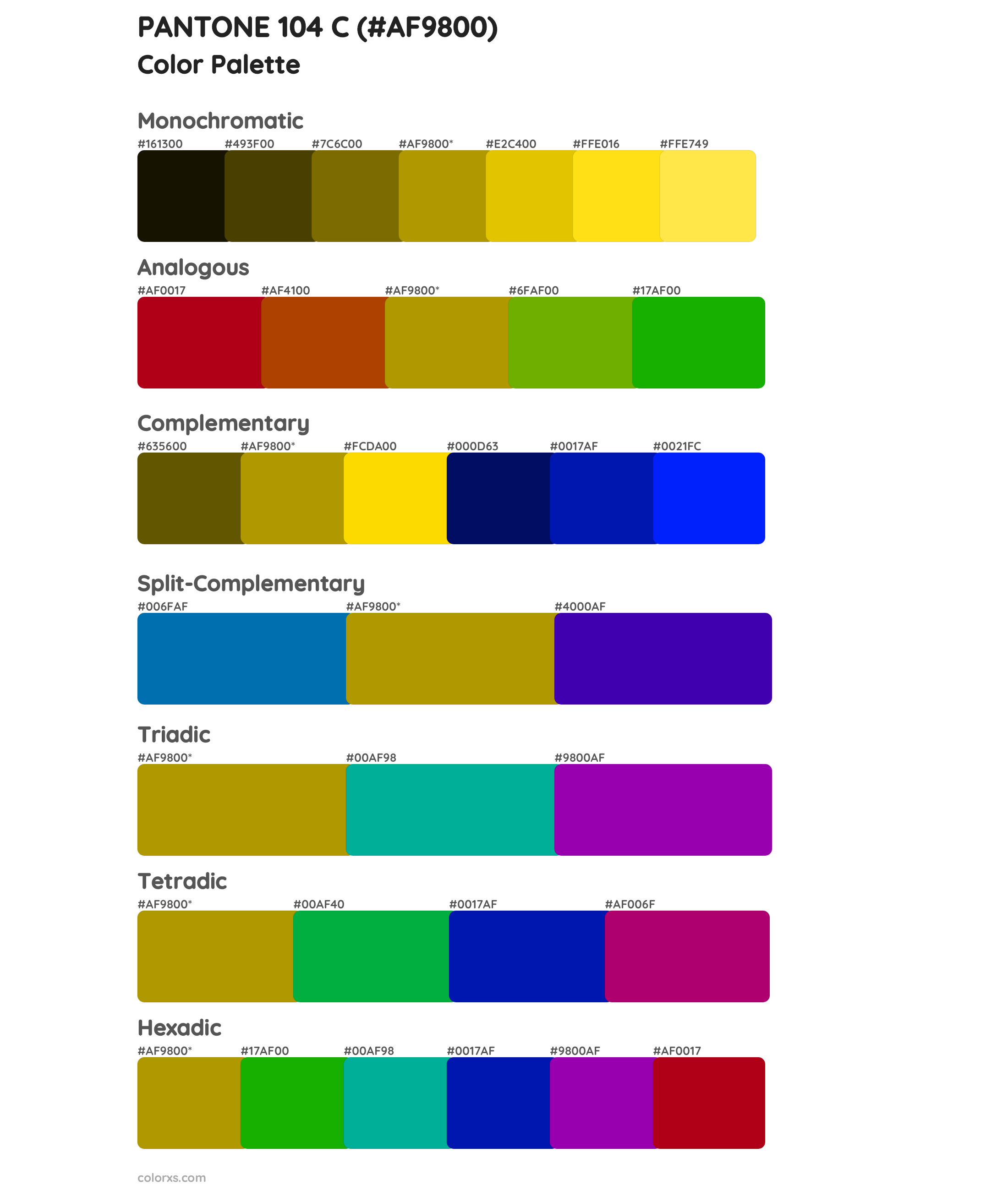 PANTONE 104 C Color Scheme Palettes