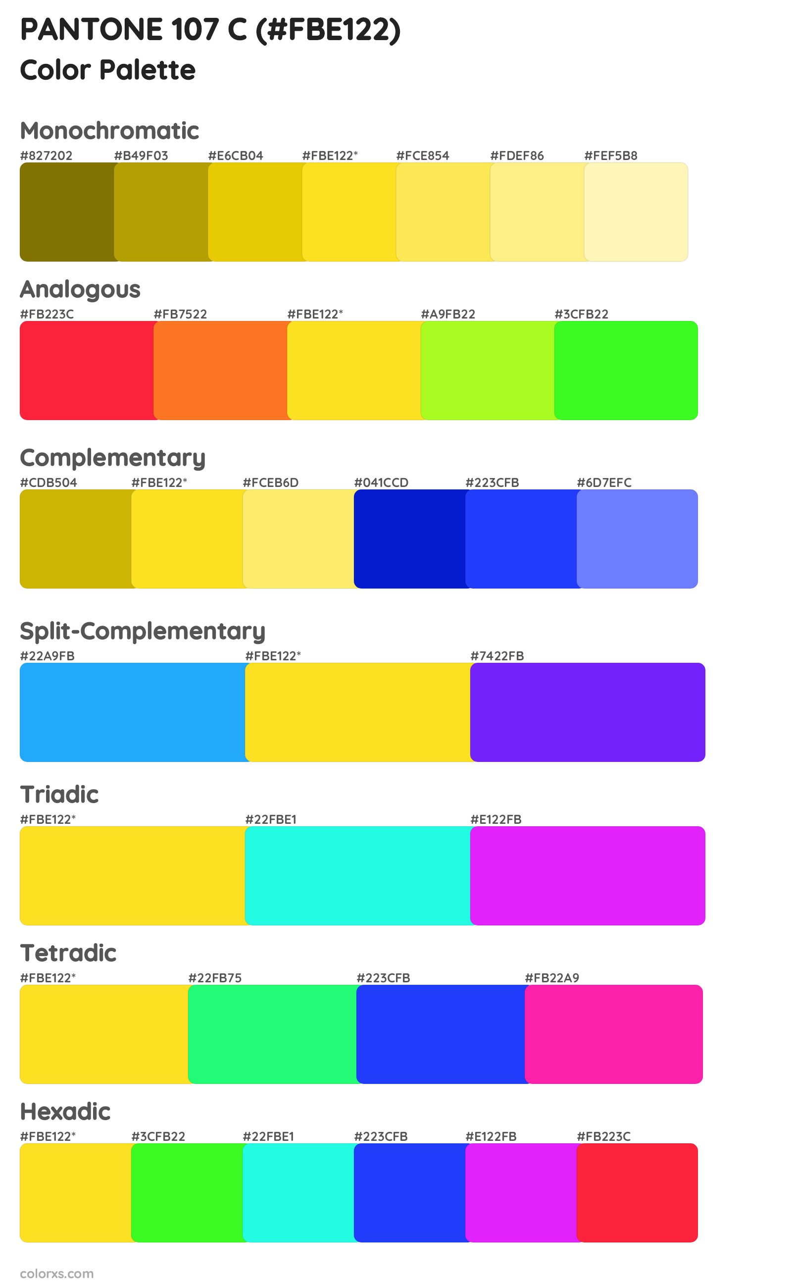 PANTONE 107 C Color Scheme Palettes