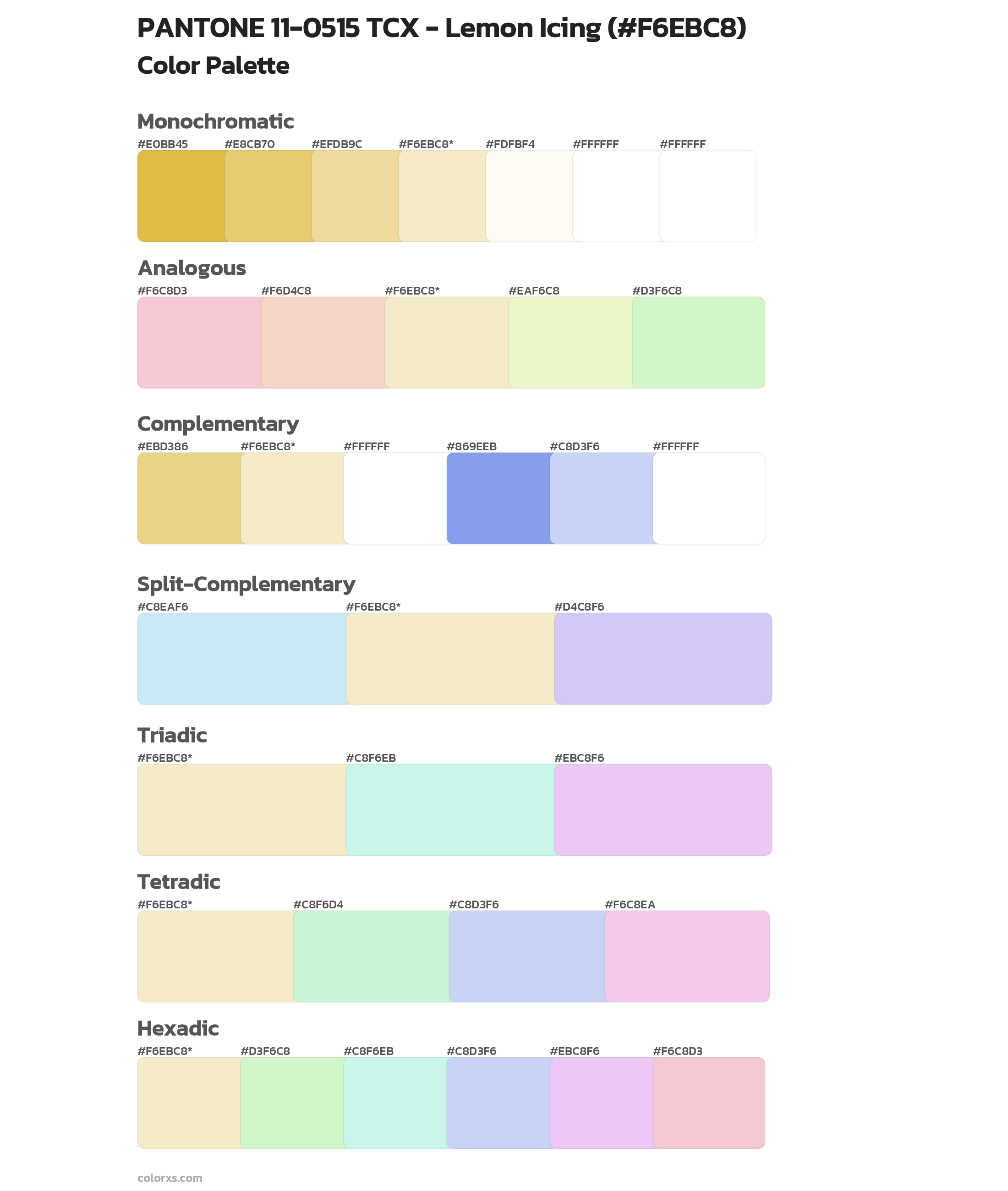 PANTONE 11-0515 TCX - Lemon Icing Color Scheme Palettes