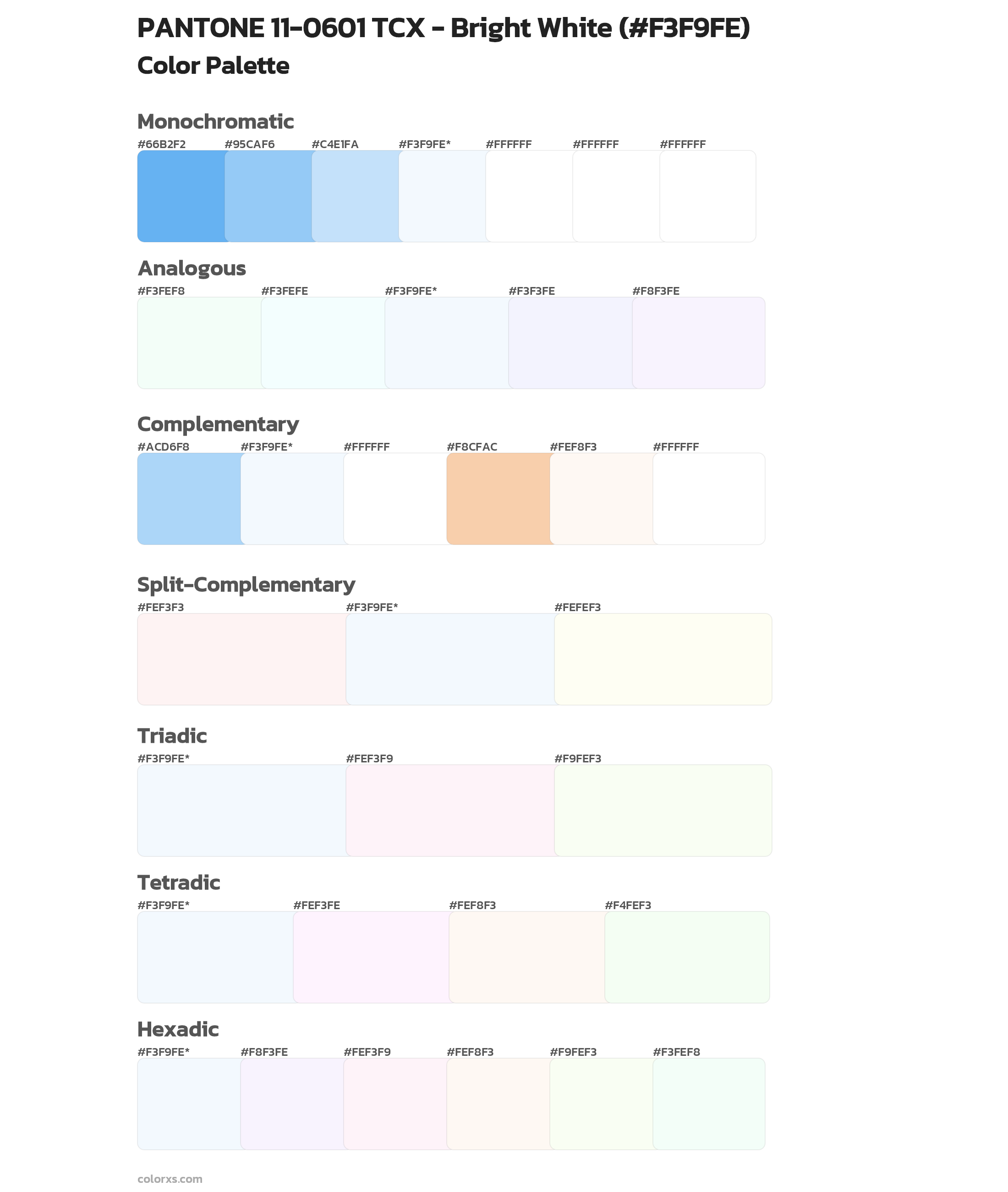 PANTONE 11-0601 TCX - Bright White Color Scheme Palettes