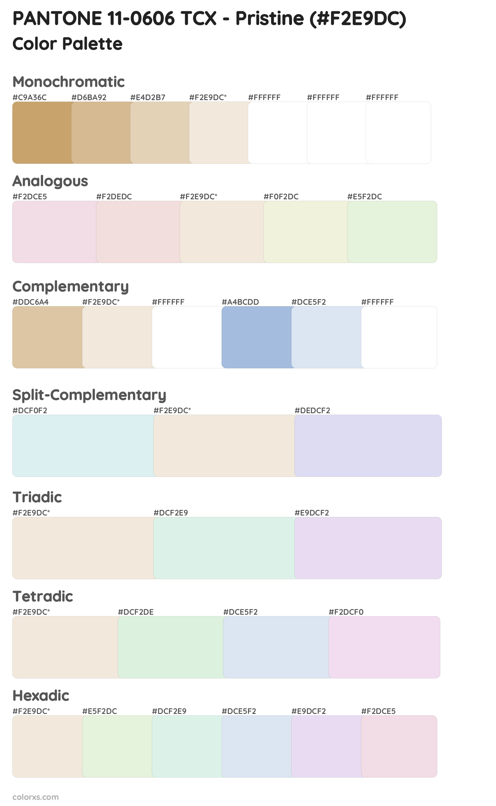 PANTONE 11-0606 TCX - Pristine Color Scheme Palettes
