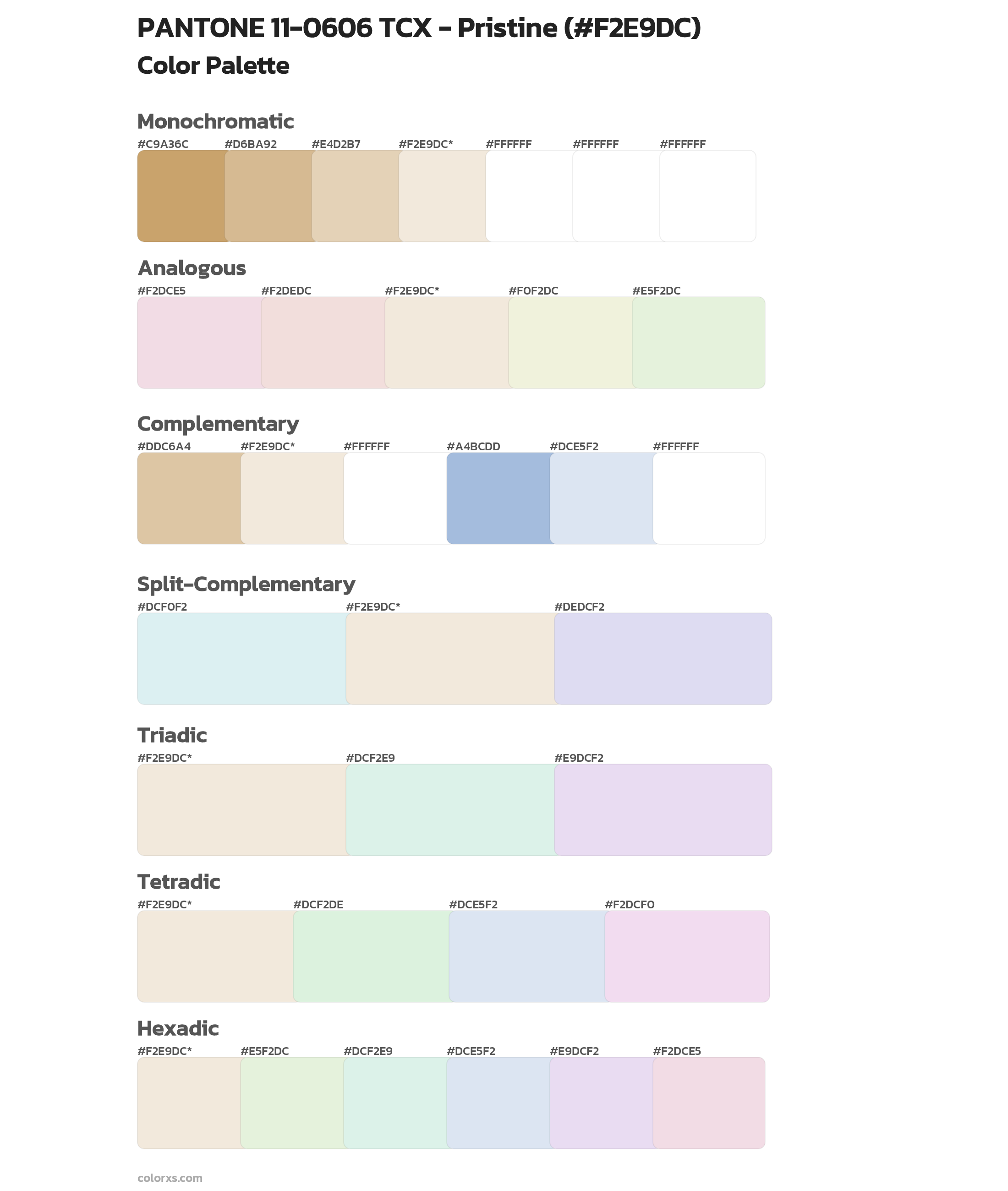 PANTONE 11-0606 TCX - Pristine Color Scheme Palettes