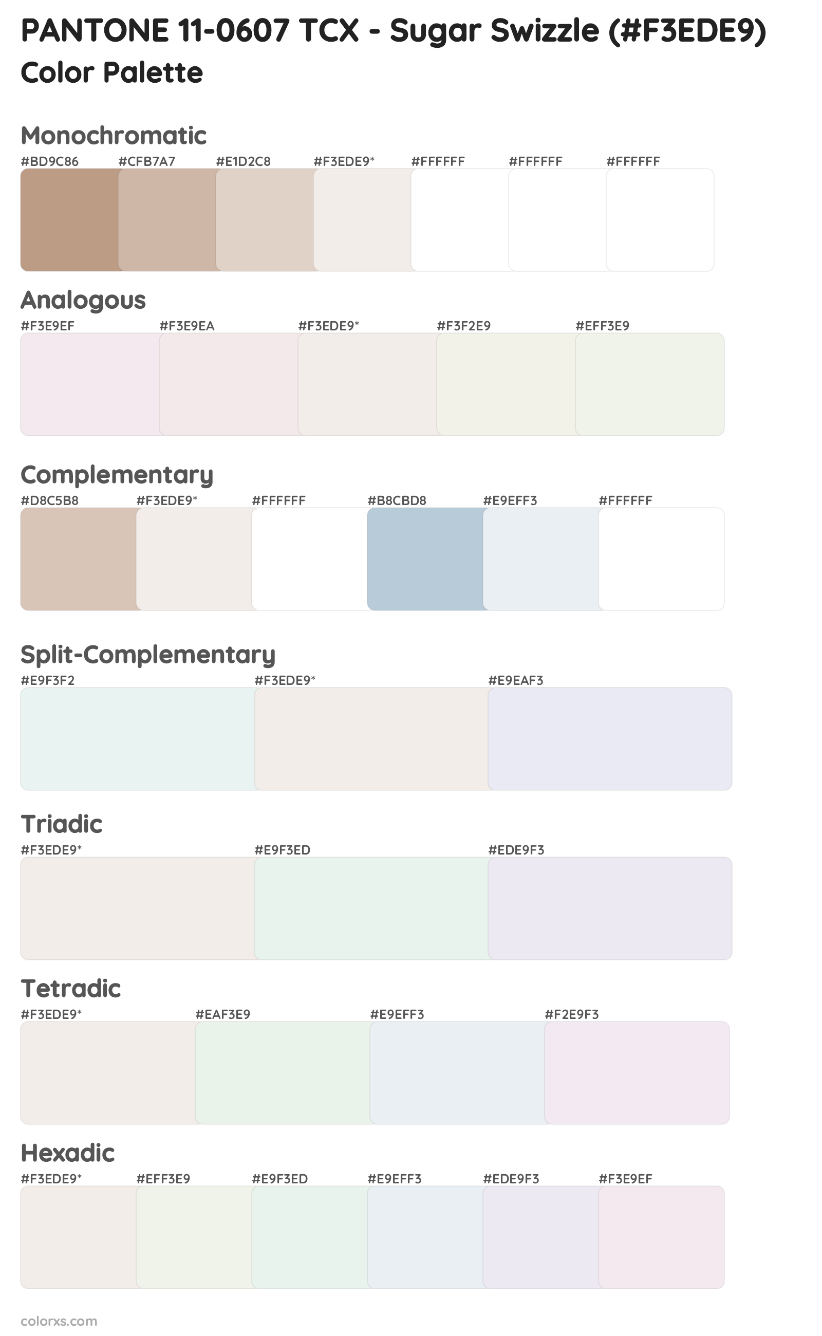 PANTONE 11-0607 TCX - Sugar Swizzle Color Scheme Palettes