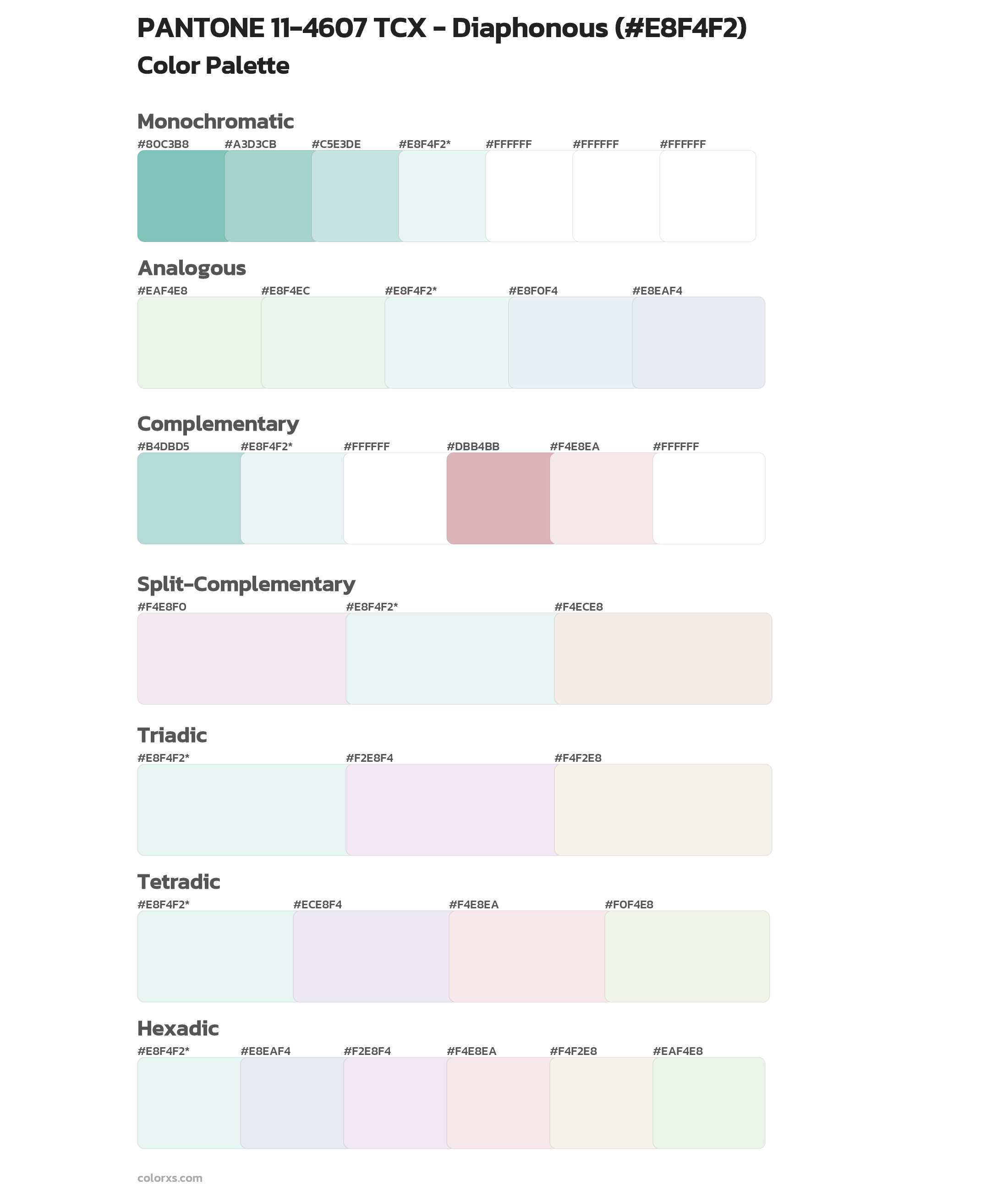 PANTONE 11-4607 TCX - Diaphonous Color Scheme Palettes