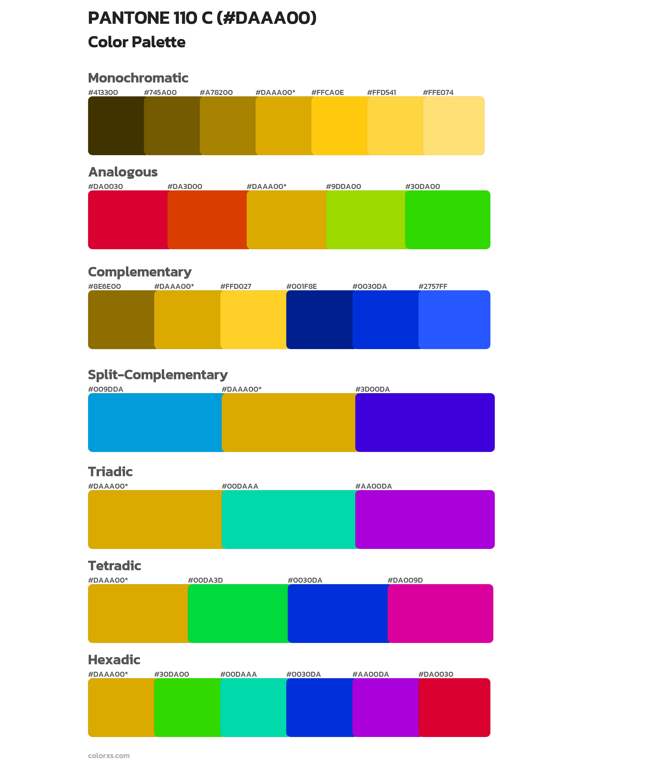 PANTONE 110 C Color Scheme Palettes