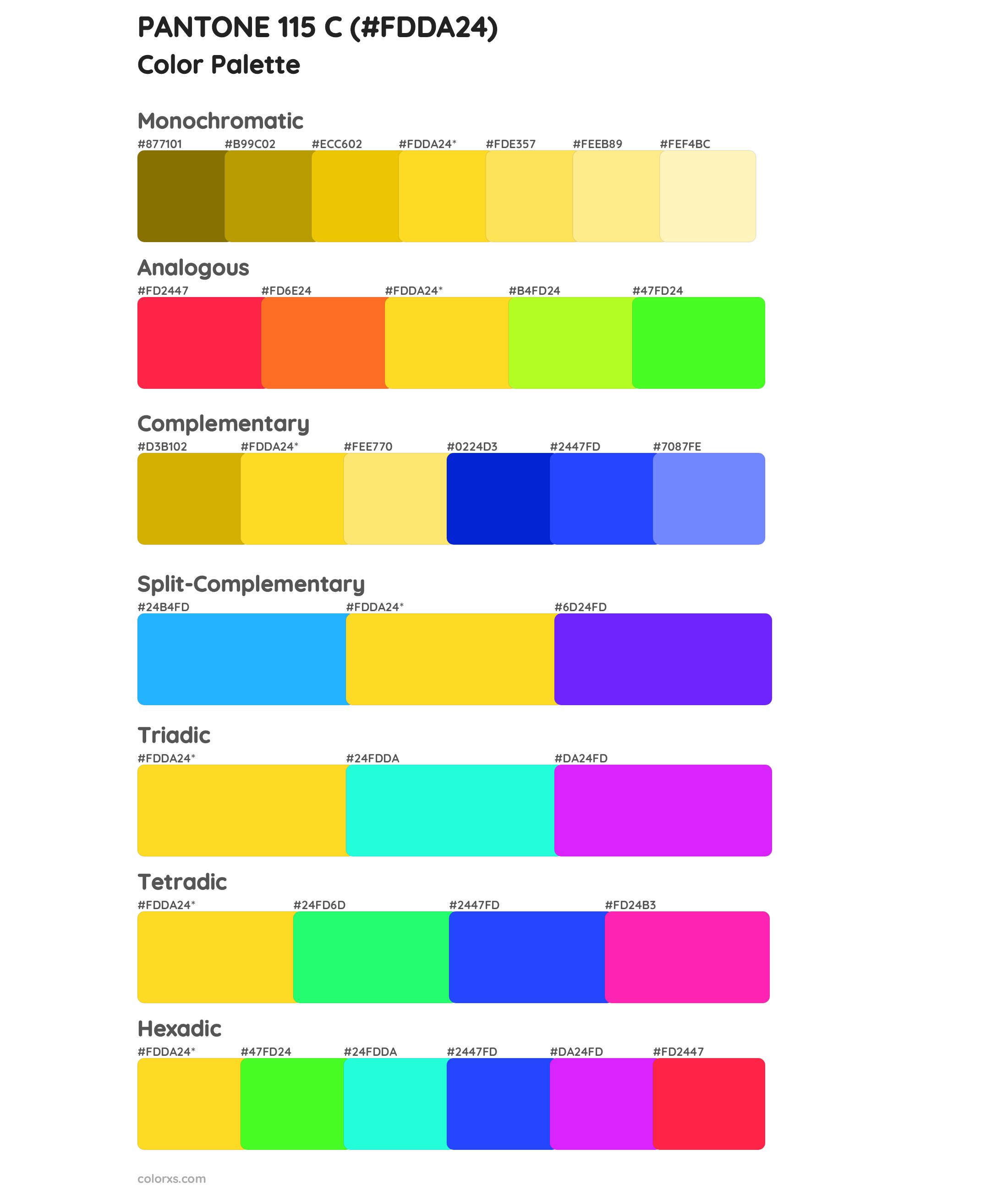 PANTONE 115 C Color Scheme Palettes