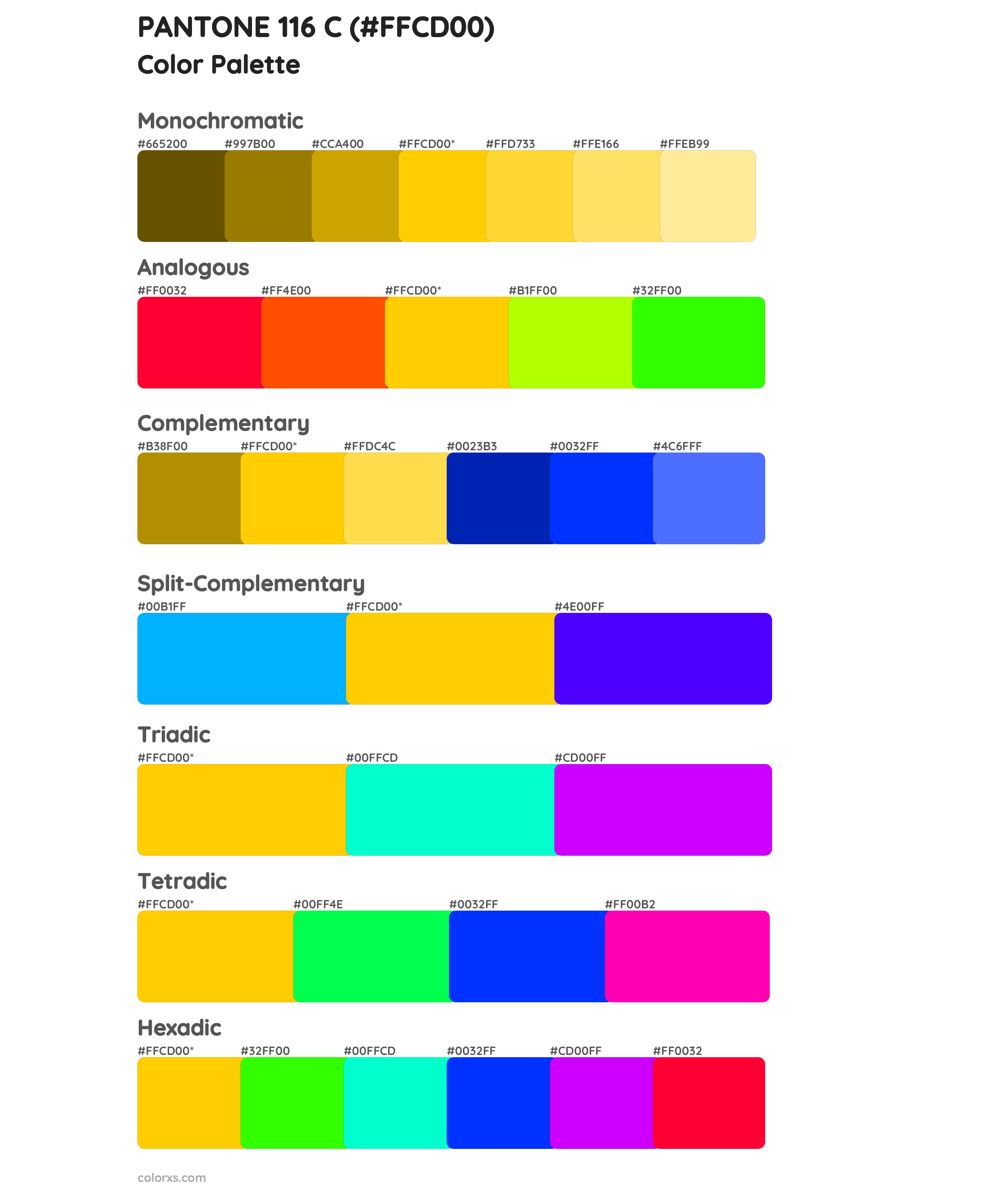 PANTONE 116 C Color Scheme Palettes