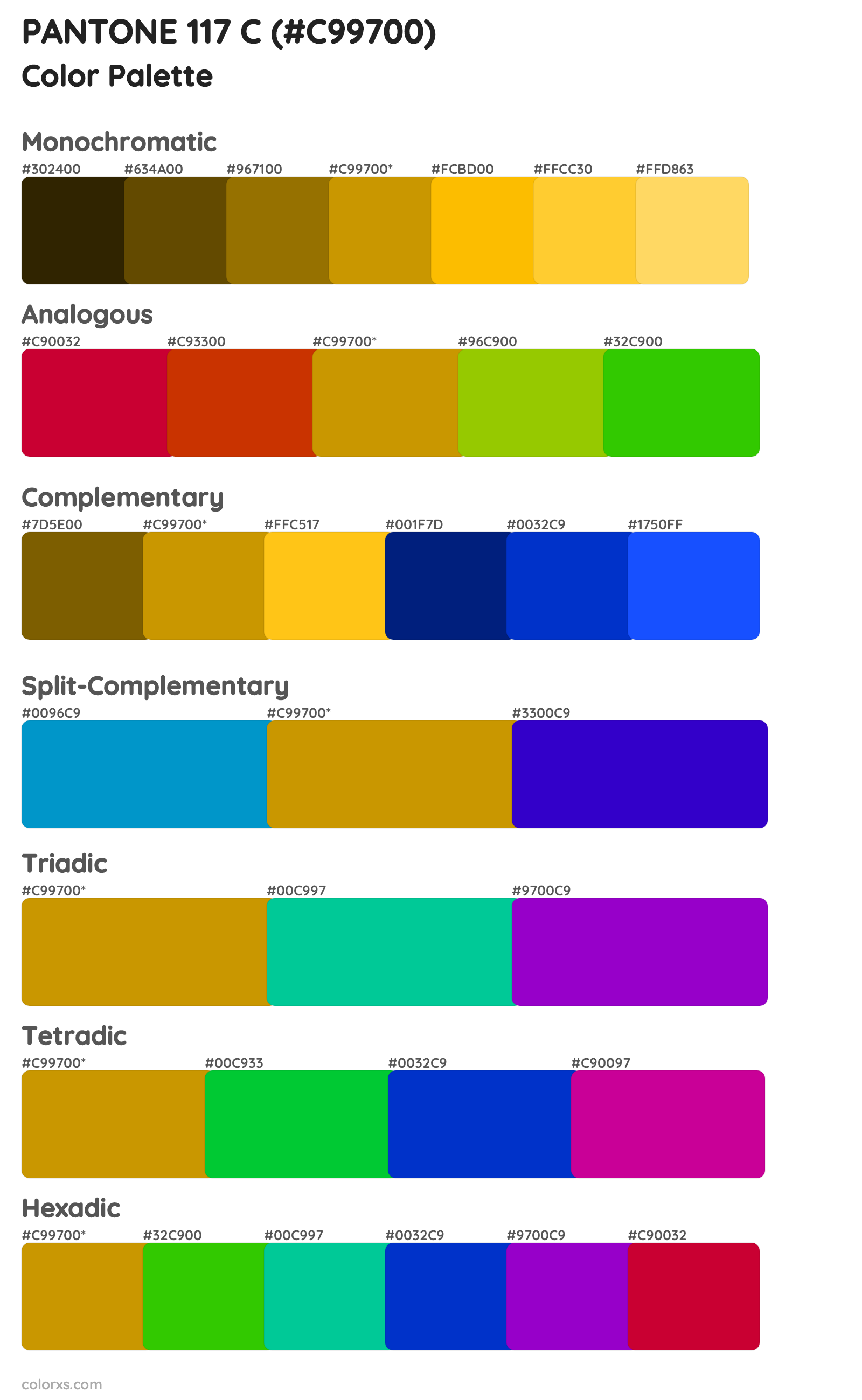 PANTONE 117 C Color Scheme Palettes