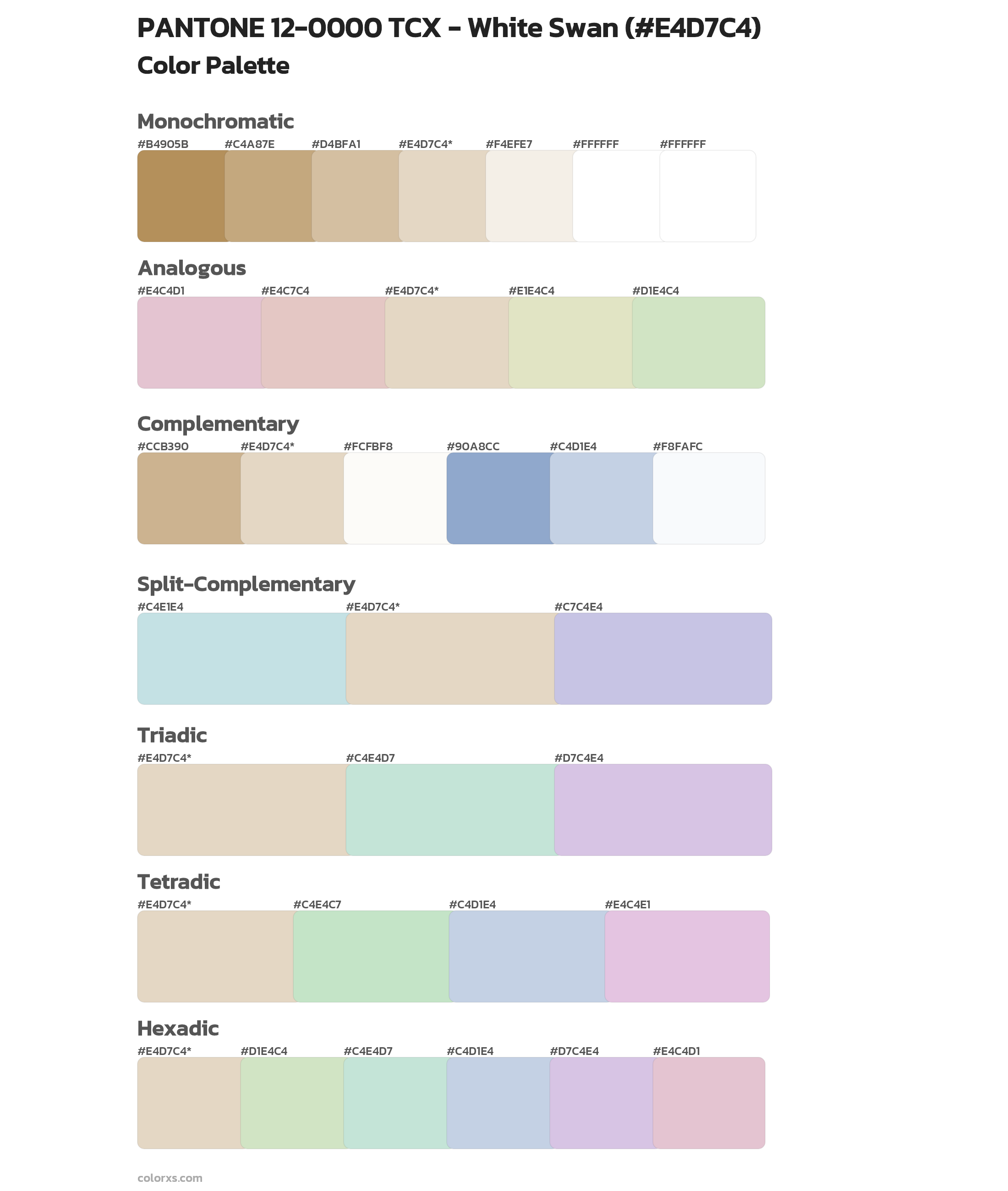 PANTONE 12-0000 TCX - White Swan Color Scheme Palettes