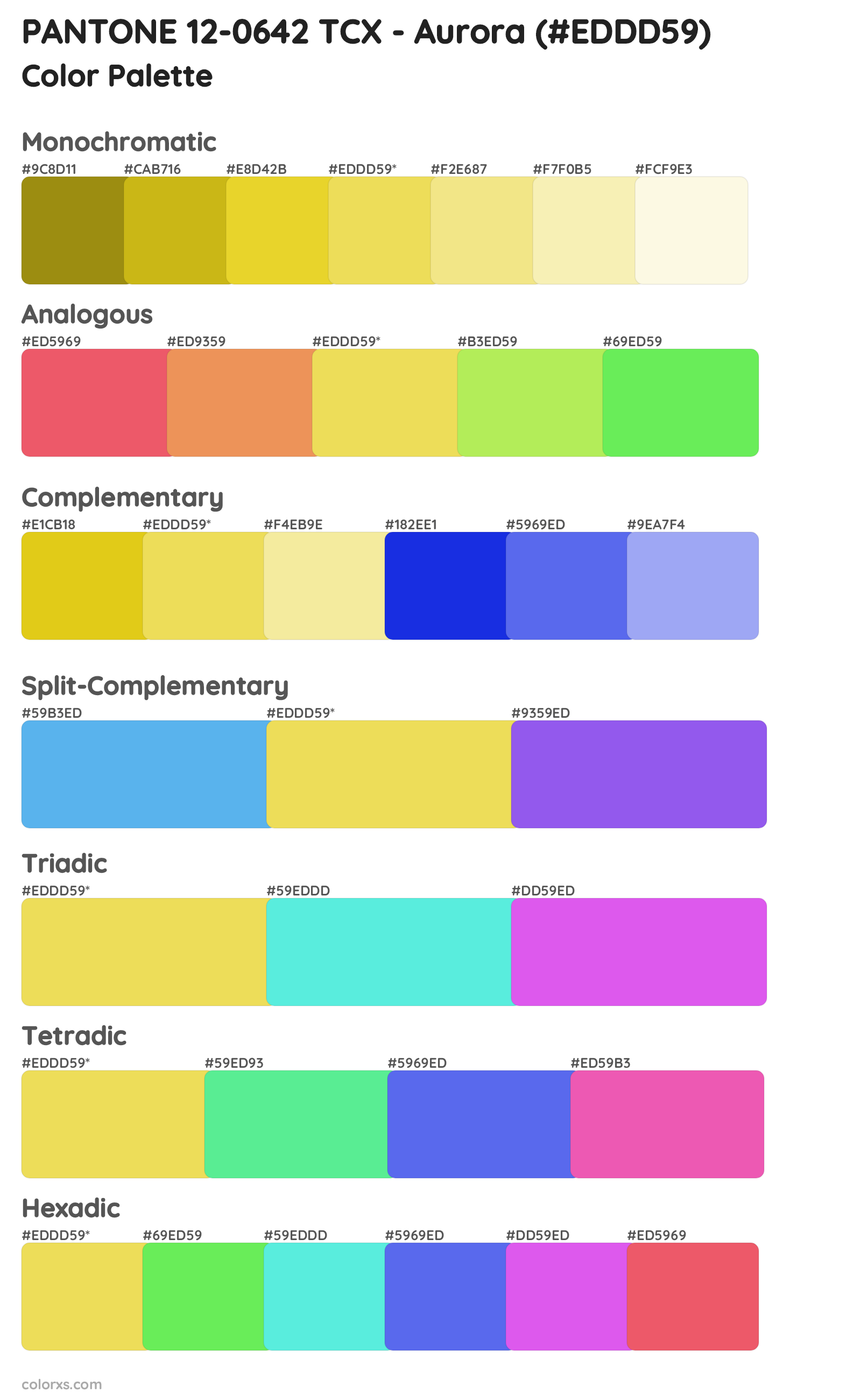 PANTONE 12-0642 TCX - Aurora Color Scheme Palettes