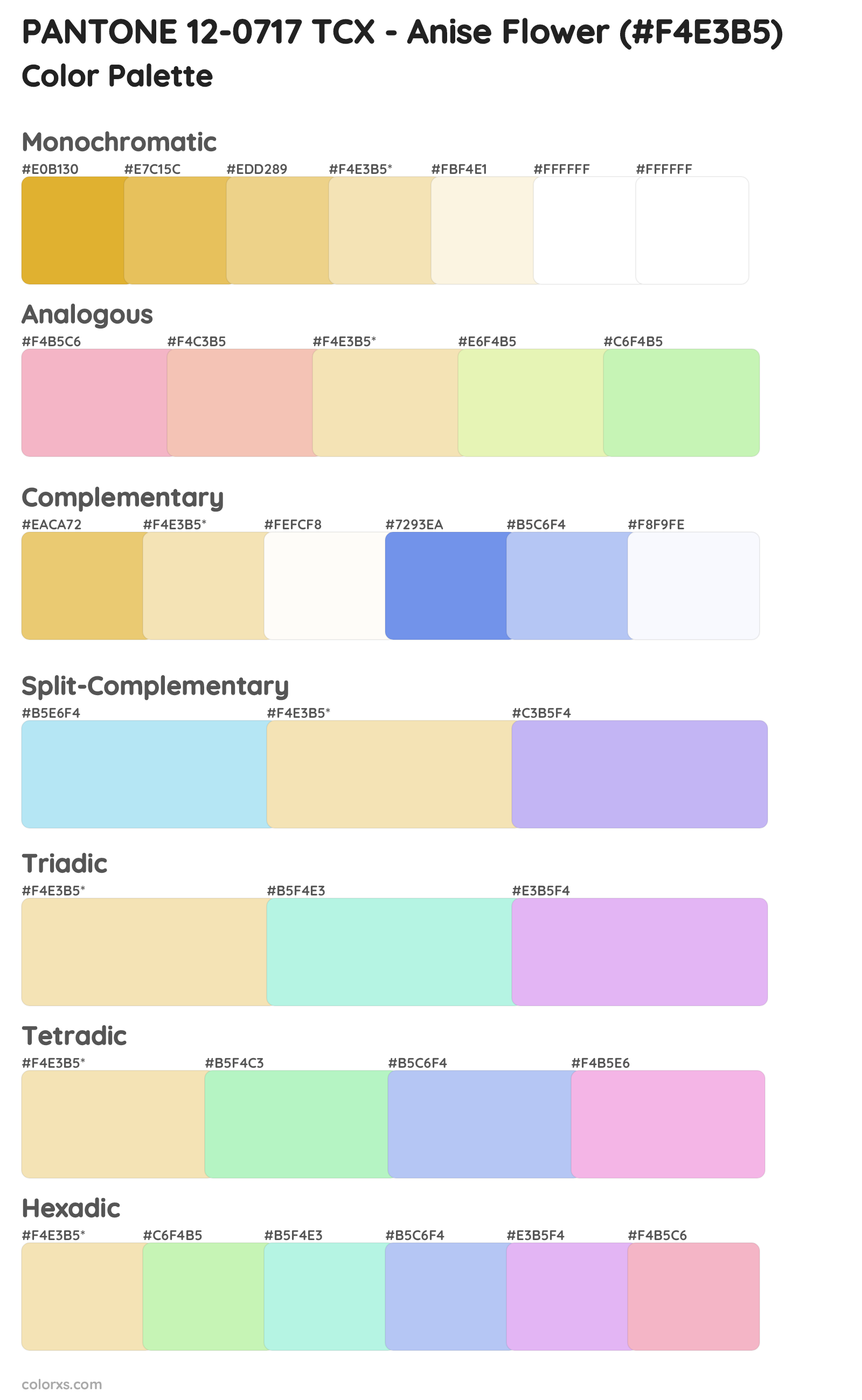 PANTONE 12-0717 TCX - Anise Flower Color Scheme Palettes