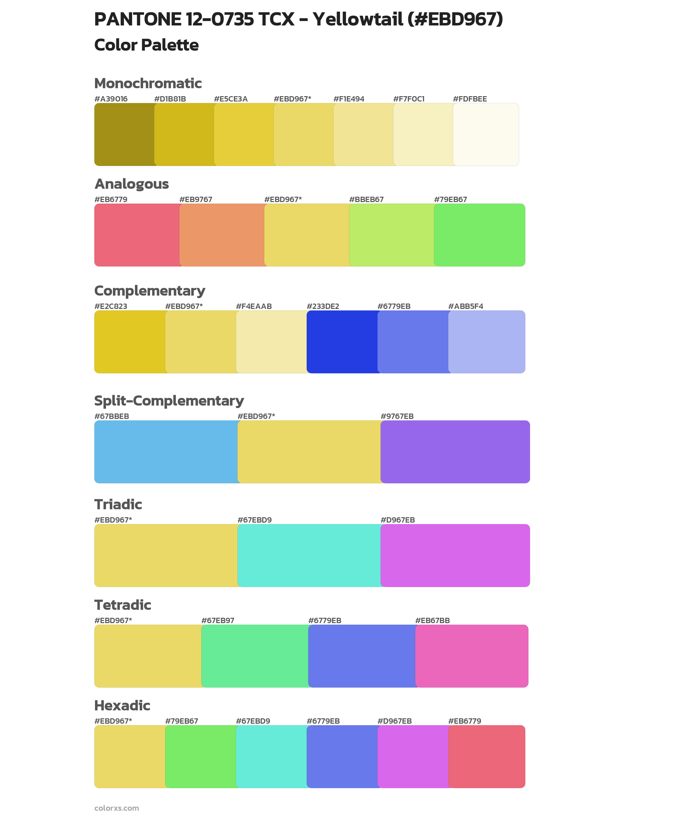 PANTONE 12-0735 TCX - Yellowtail Color Scheme Palettes