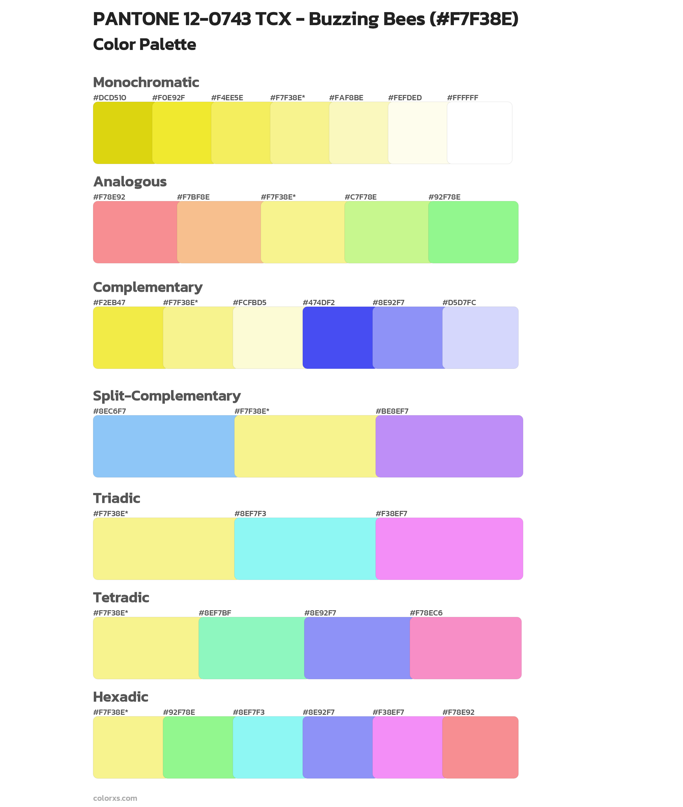 PANTONE 12-0743 TCX - Buzzing Bees Color Scheme Palettes