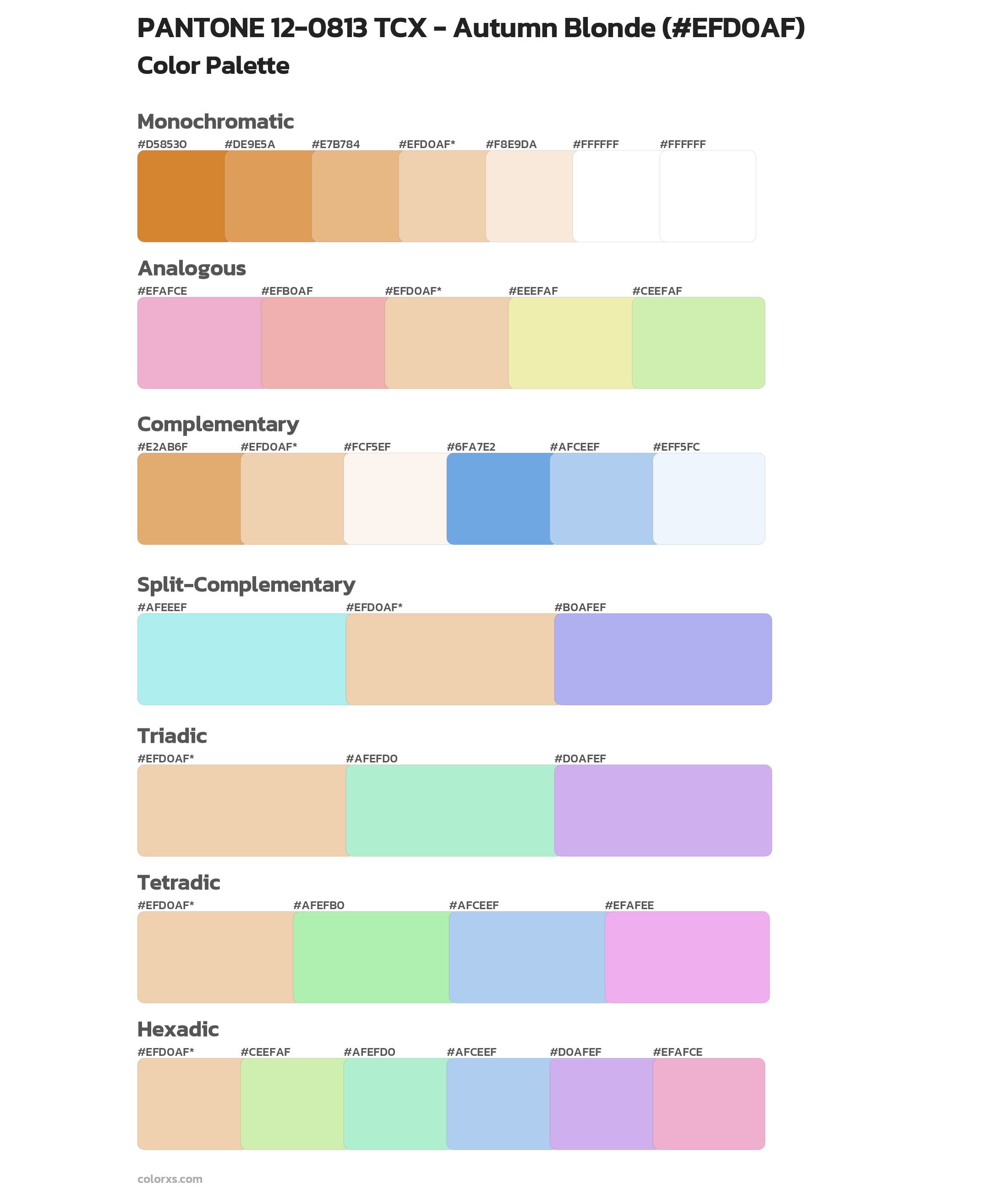PANTONE 12-0813 TCX - Autumn Blonde Color Scheme Palettes