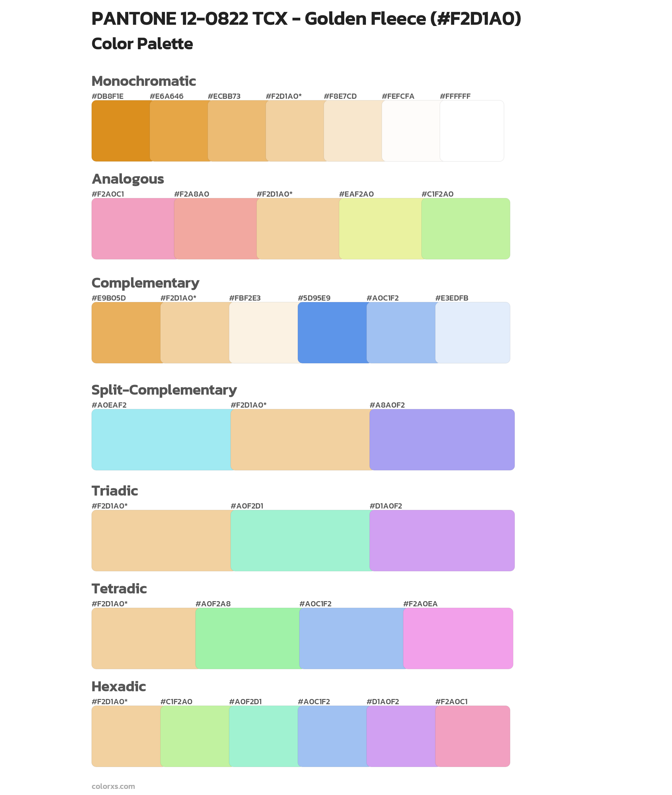 PANTONE 12-0822 TCX - Golden Fleece Color Scheme Palettes