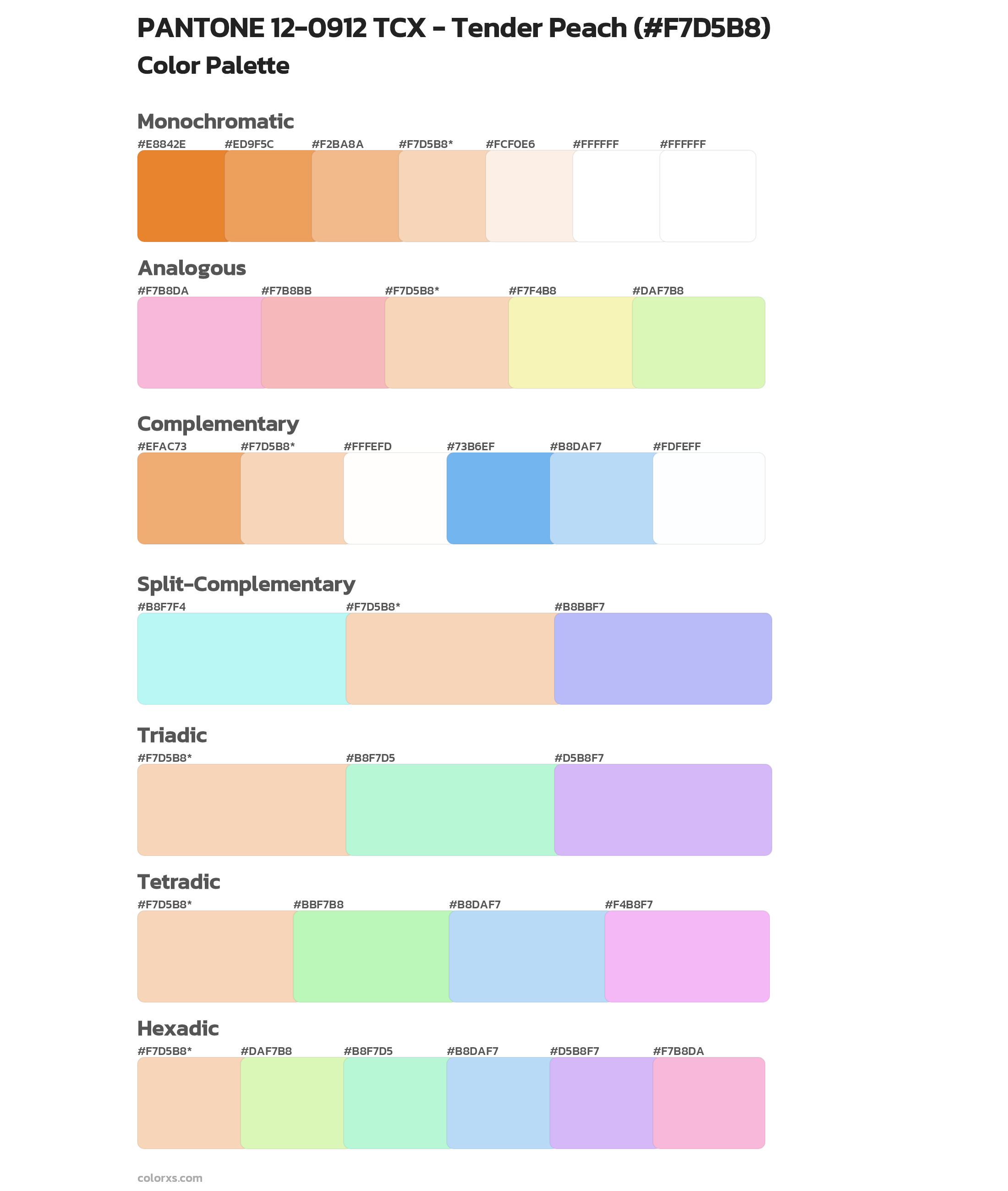 PANTONE 12-0912 TCX - Tender Peach Color Scheme Palettes
