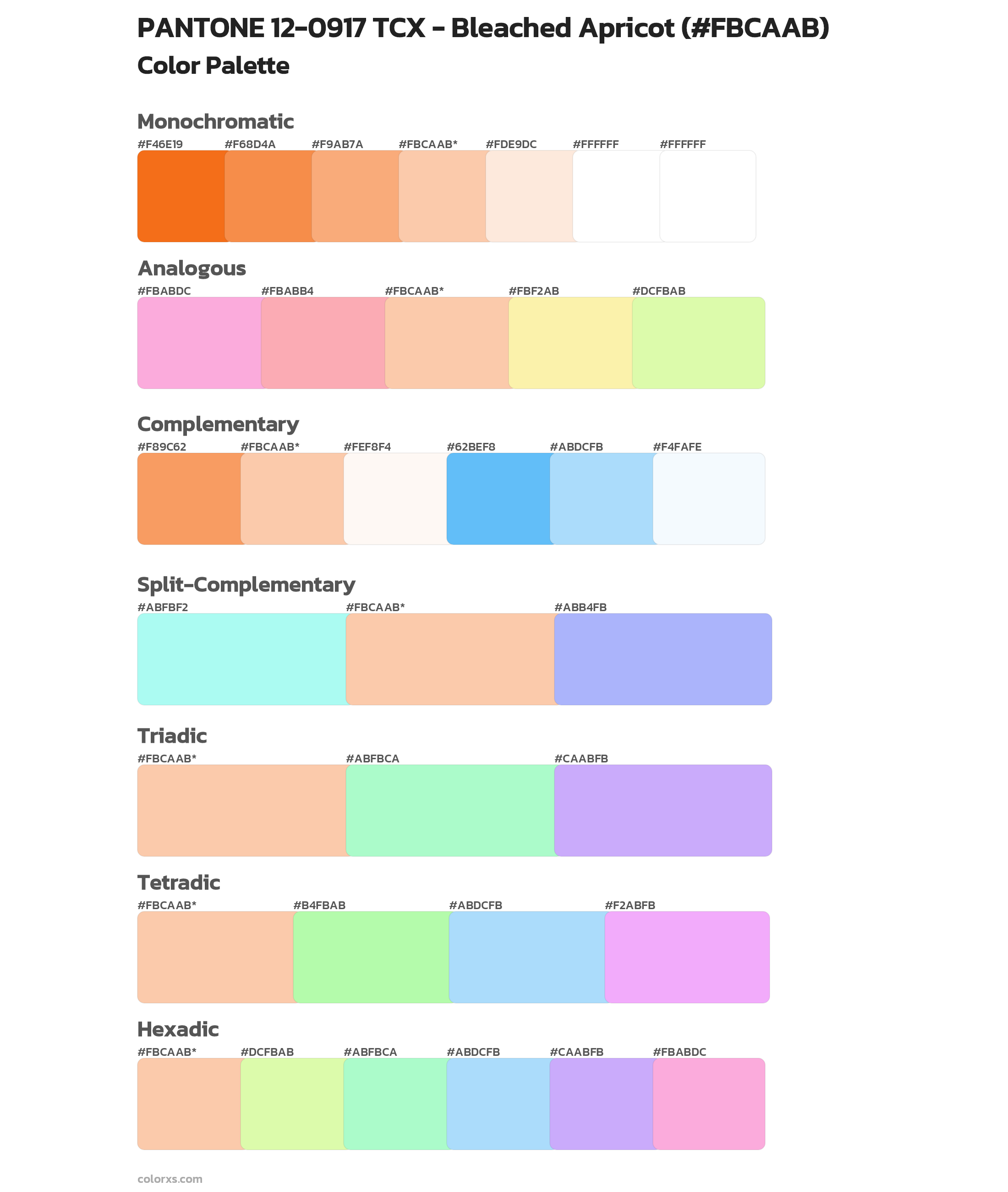 PANTONE 12-0917 TCX - Bleached Apricot Color Scheme Palettes