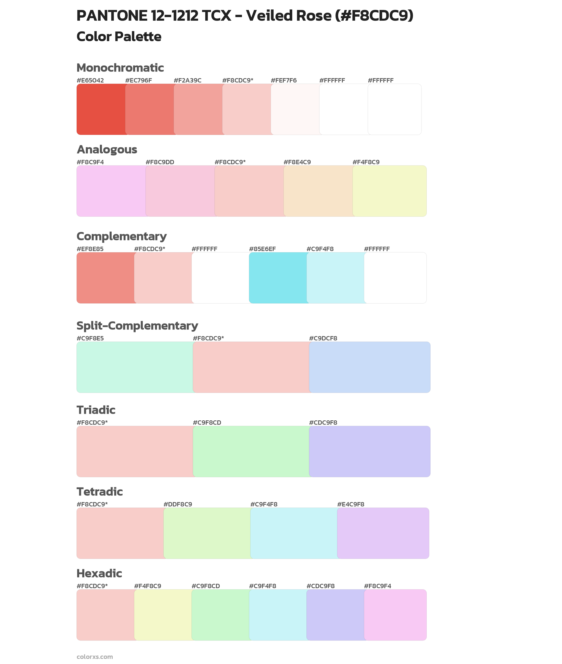 PANTONE 12-1212 TCX - Veiled Rose Color Scheme Palettes