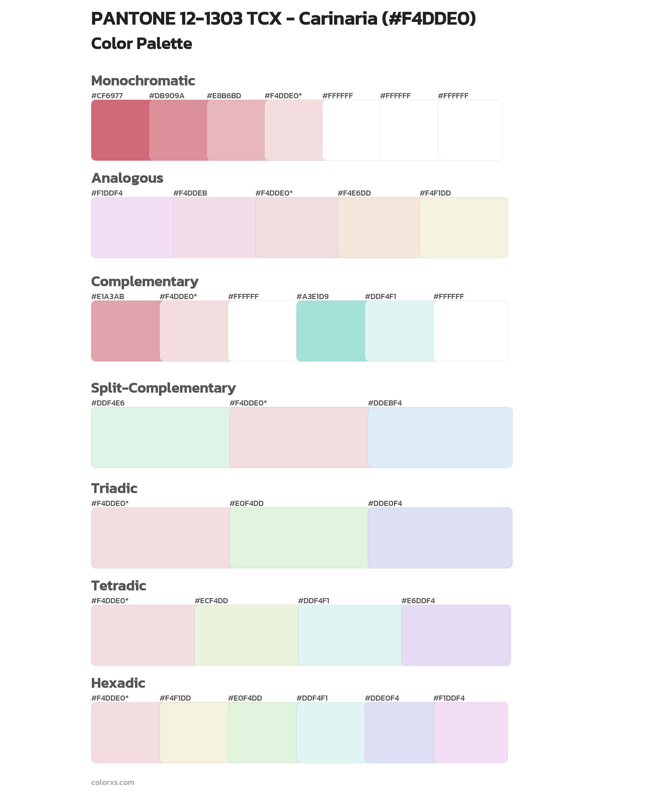 PANTONE 12-1303 TCX - Carinaria Color Scheme Palettes