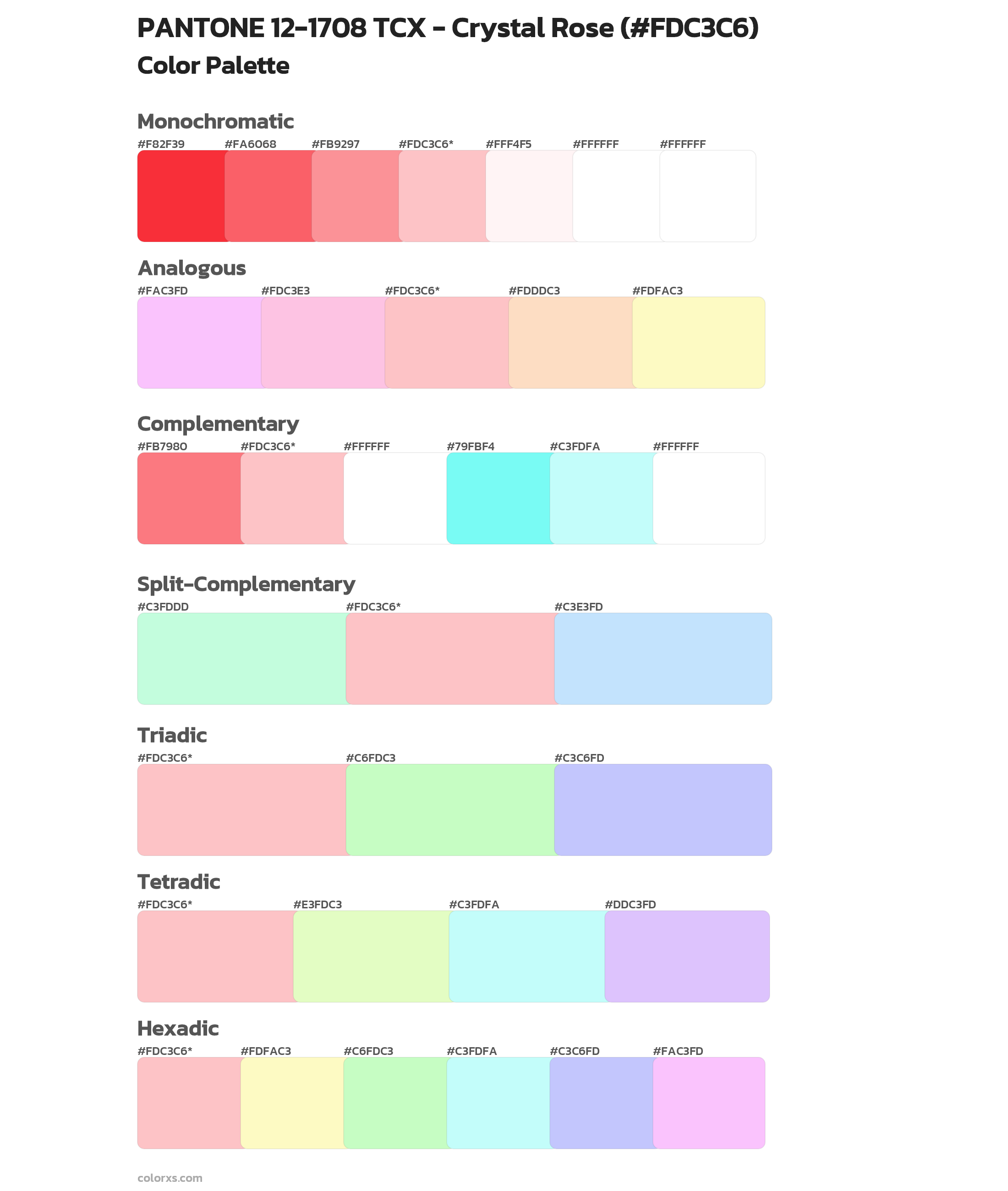 PANTONE 12-1708 TCX - Crystal Rose Color Scheme Palettes