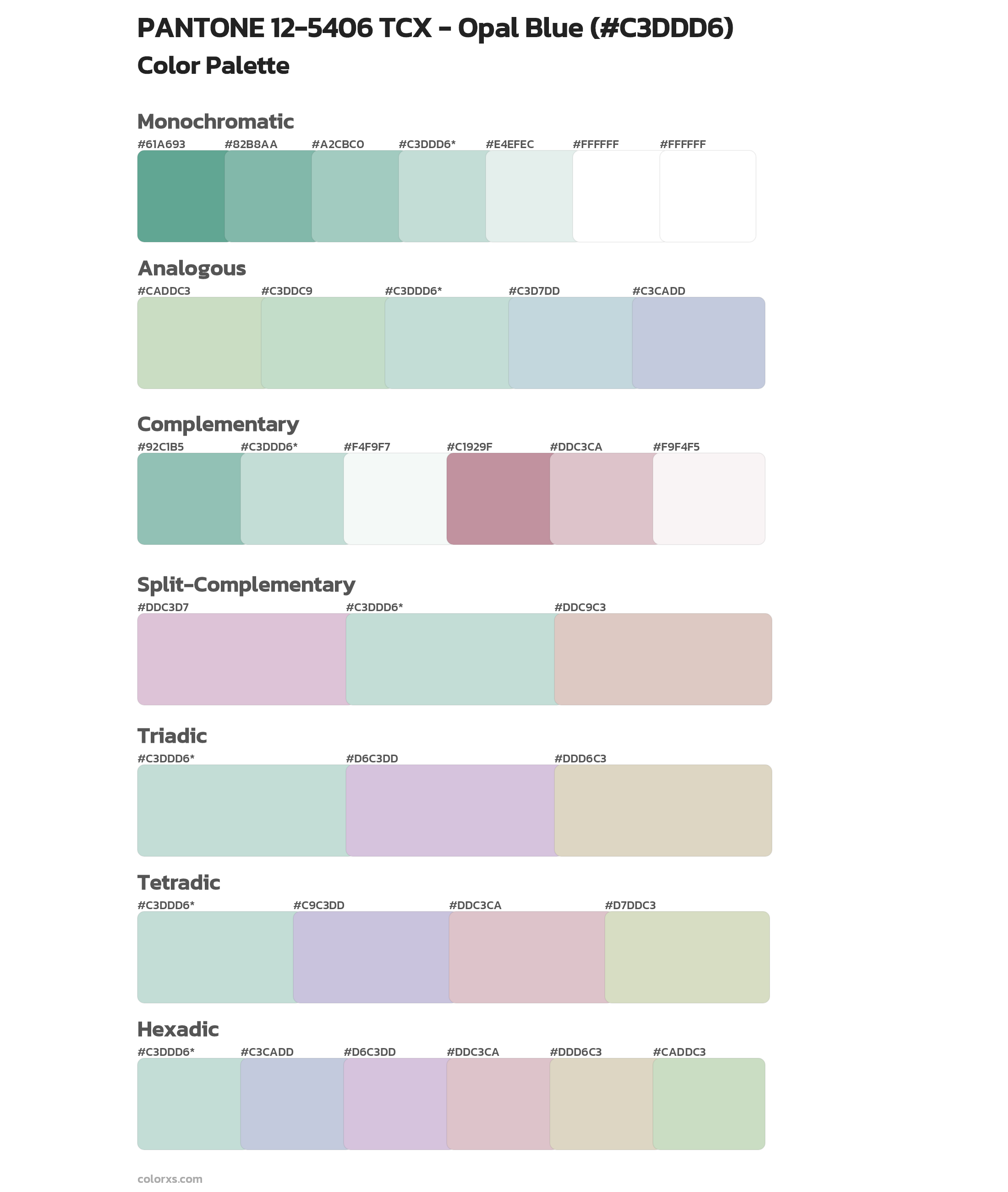 PANTONE 12-5406 TCX - Opal Blue Color Scheme Palettes