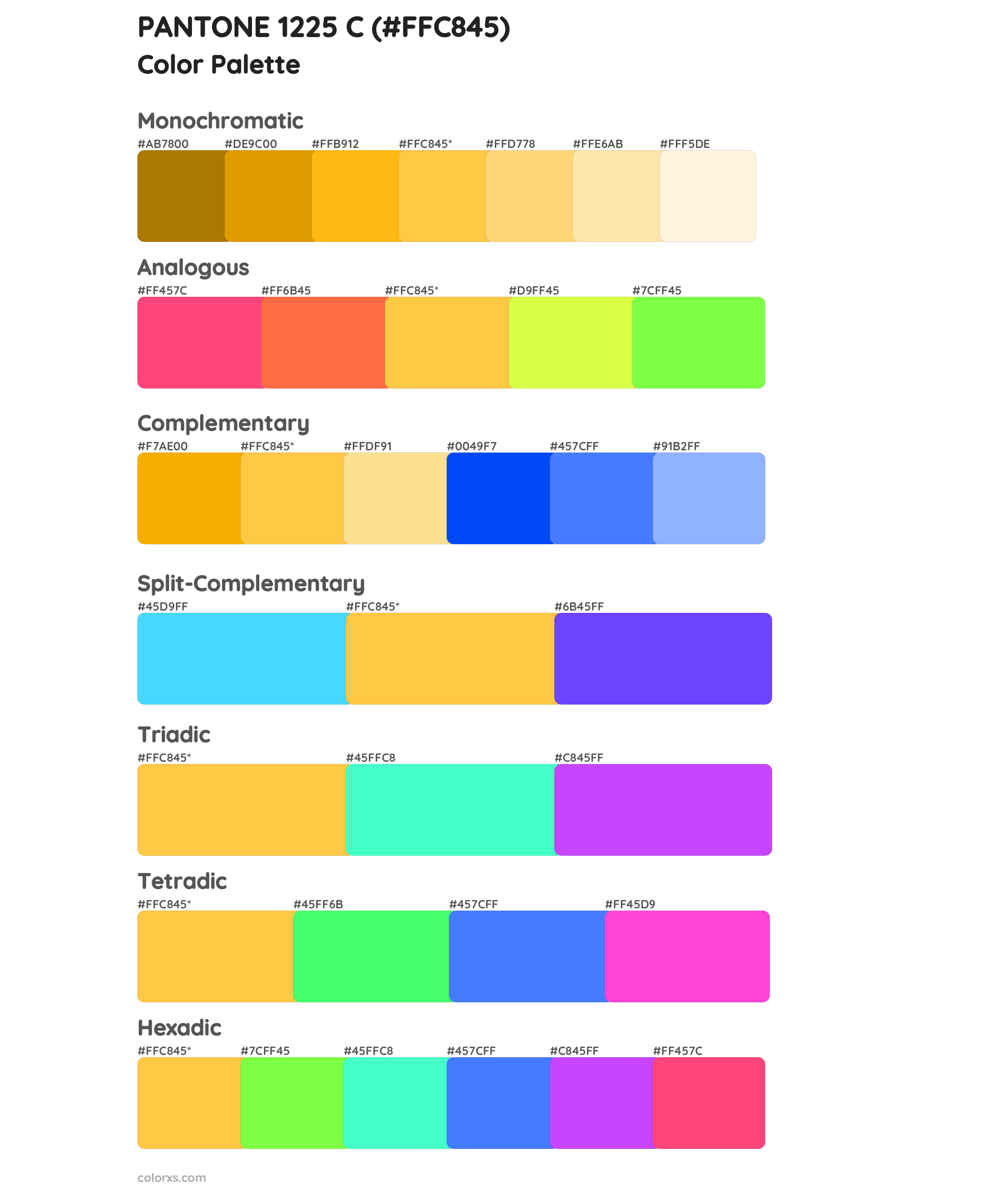 PANTONE 1225 C Color Scheme Palettes