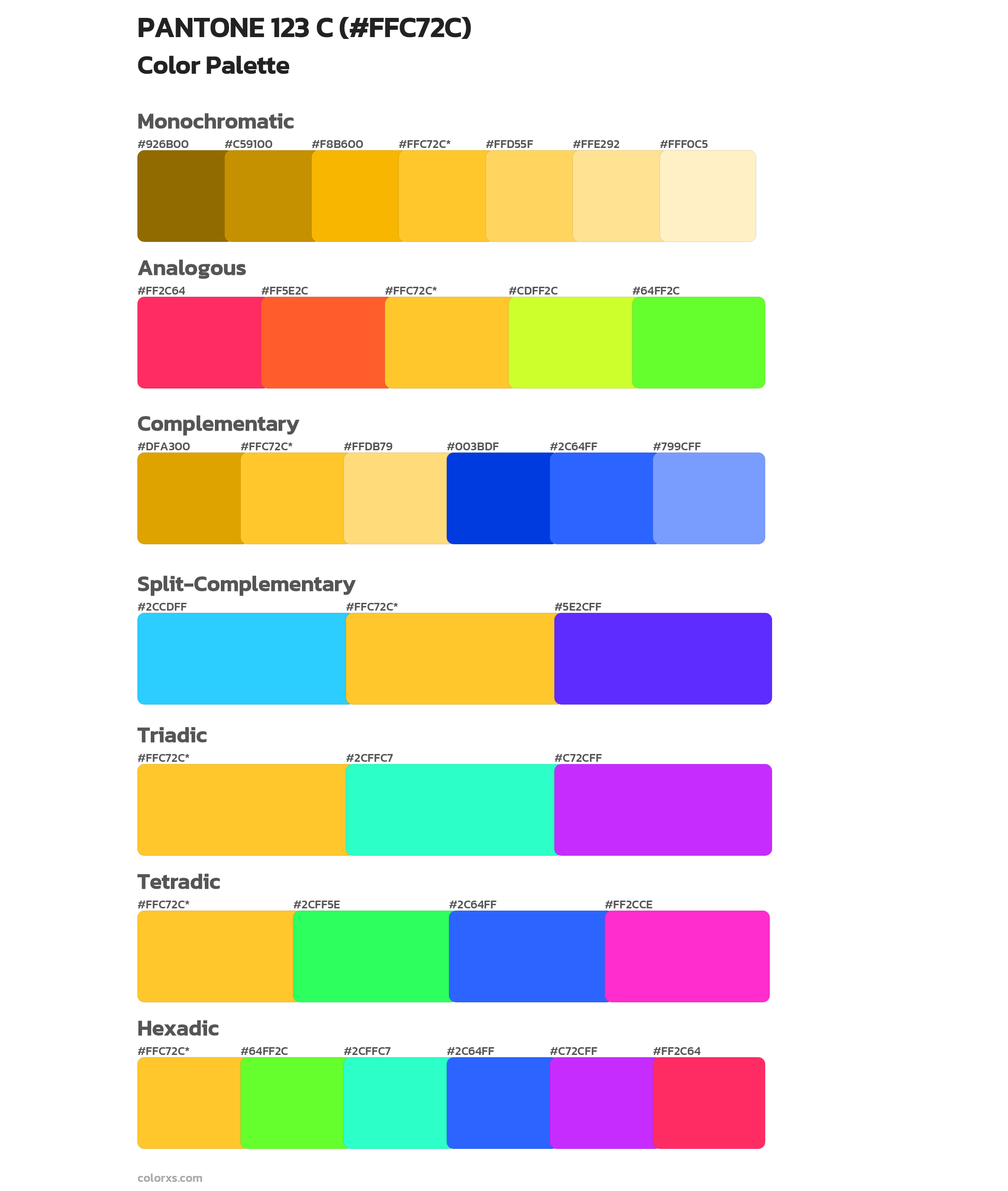 PANTONE 123 C Color Scheme Palettes