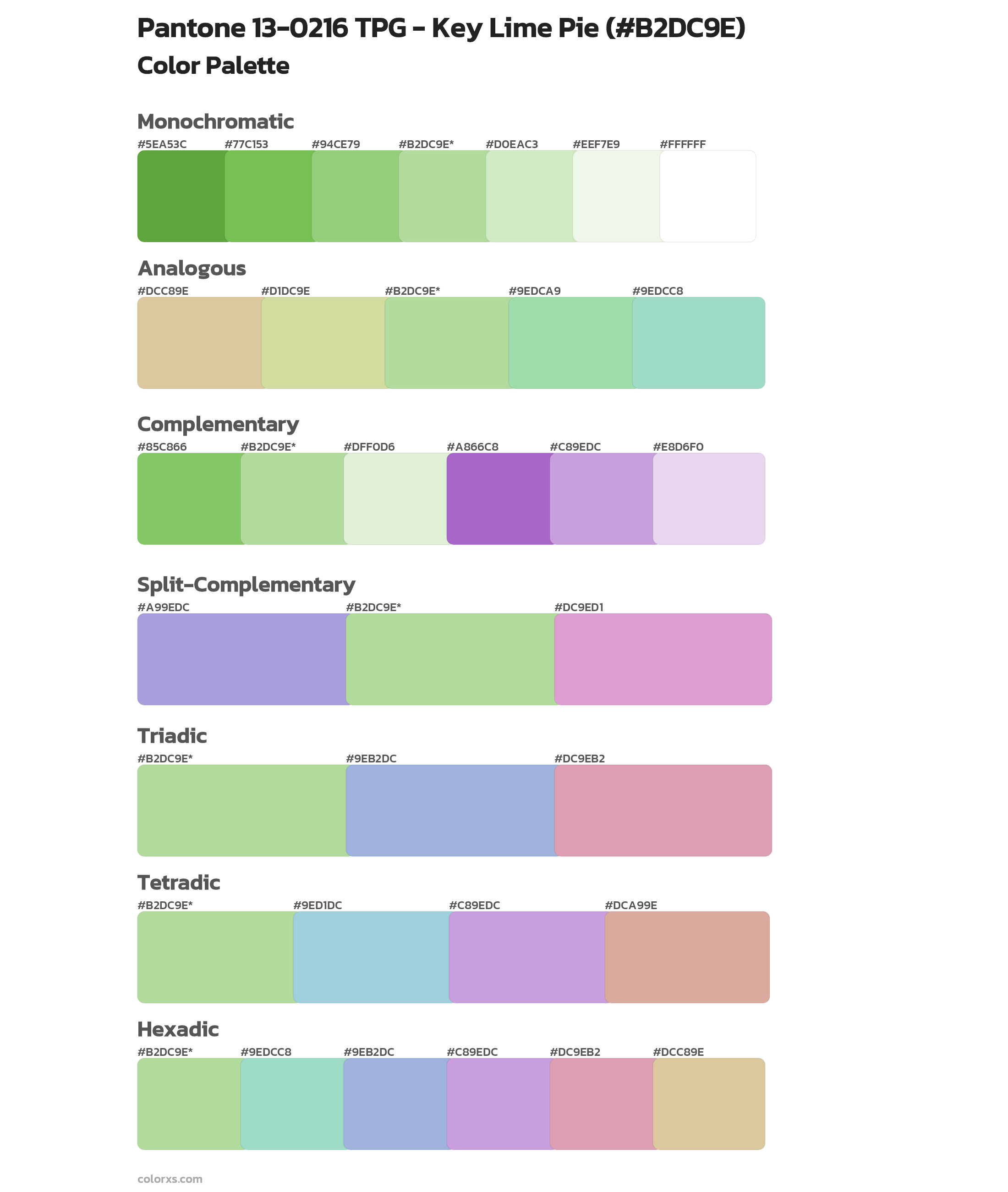 Pantone 13-0216 TPG - Key Lime Pie Color Scheme Palettes