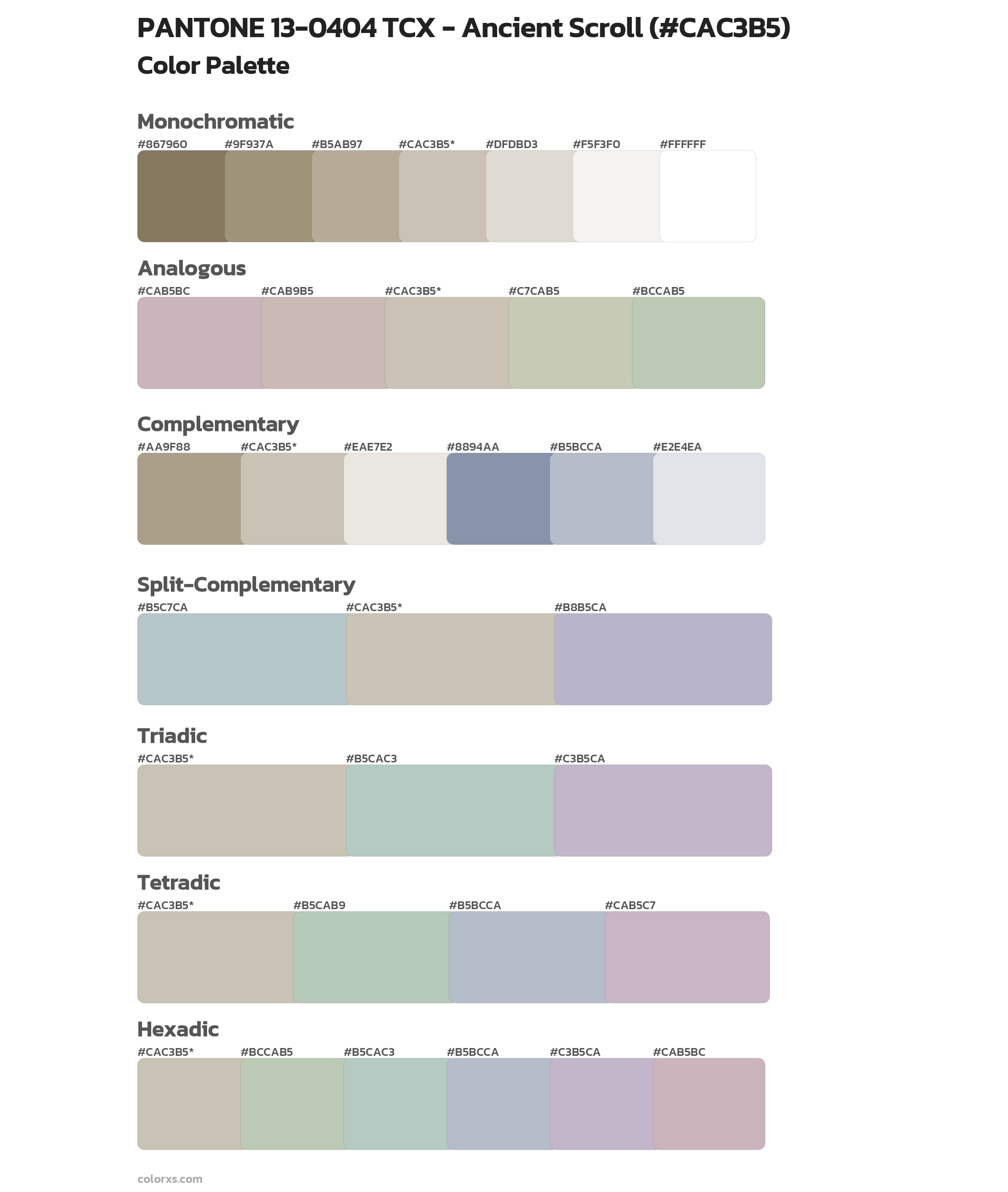 PANTONE 13-0404 TCX - Ancient Scroll Color Scheme Palettes