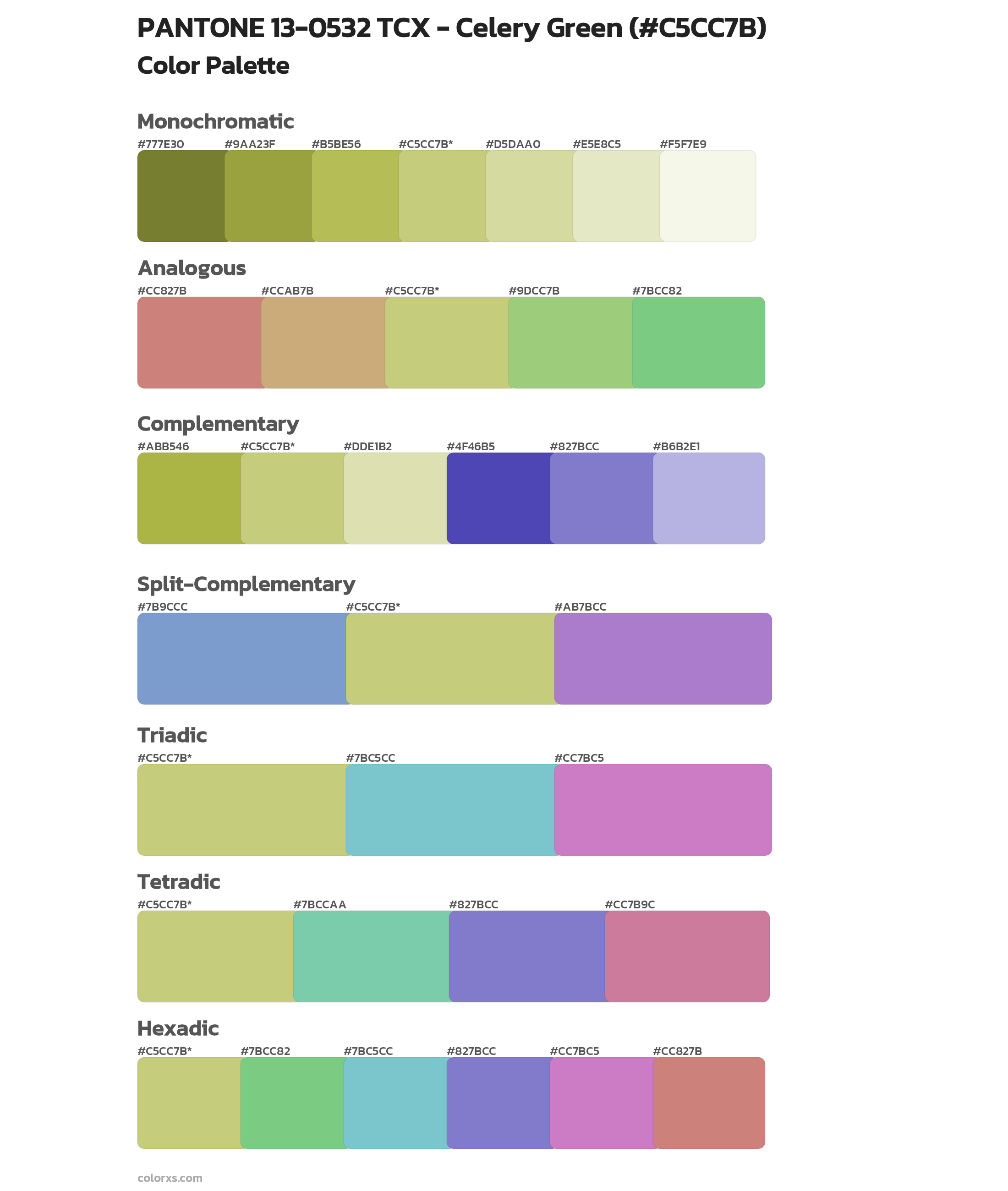 PANTONE 13-0532 TCX - Celery Green Color Scheme Palettes