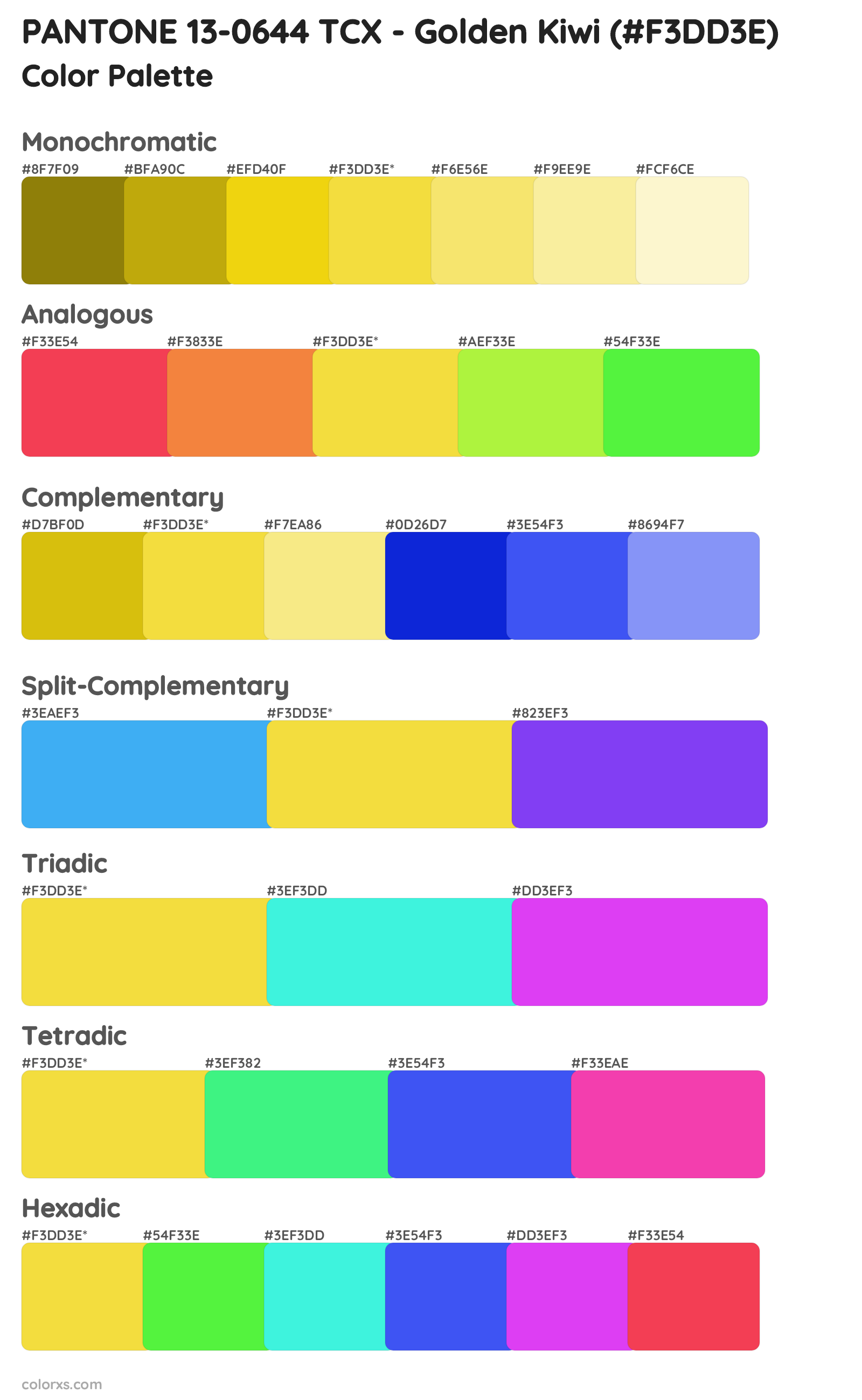 PANTONE 13-0644 TCX - Golden Kiwi Color Scheme Palettes
