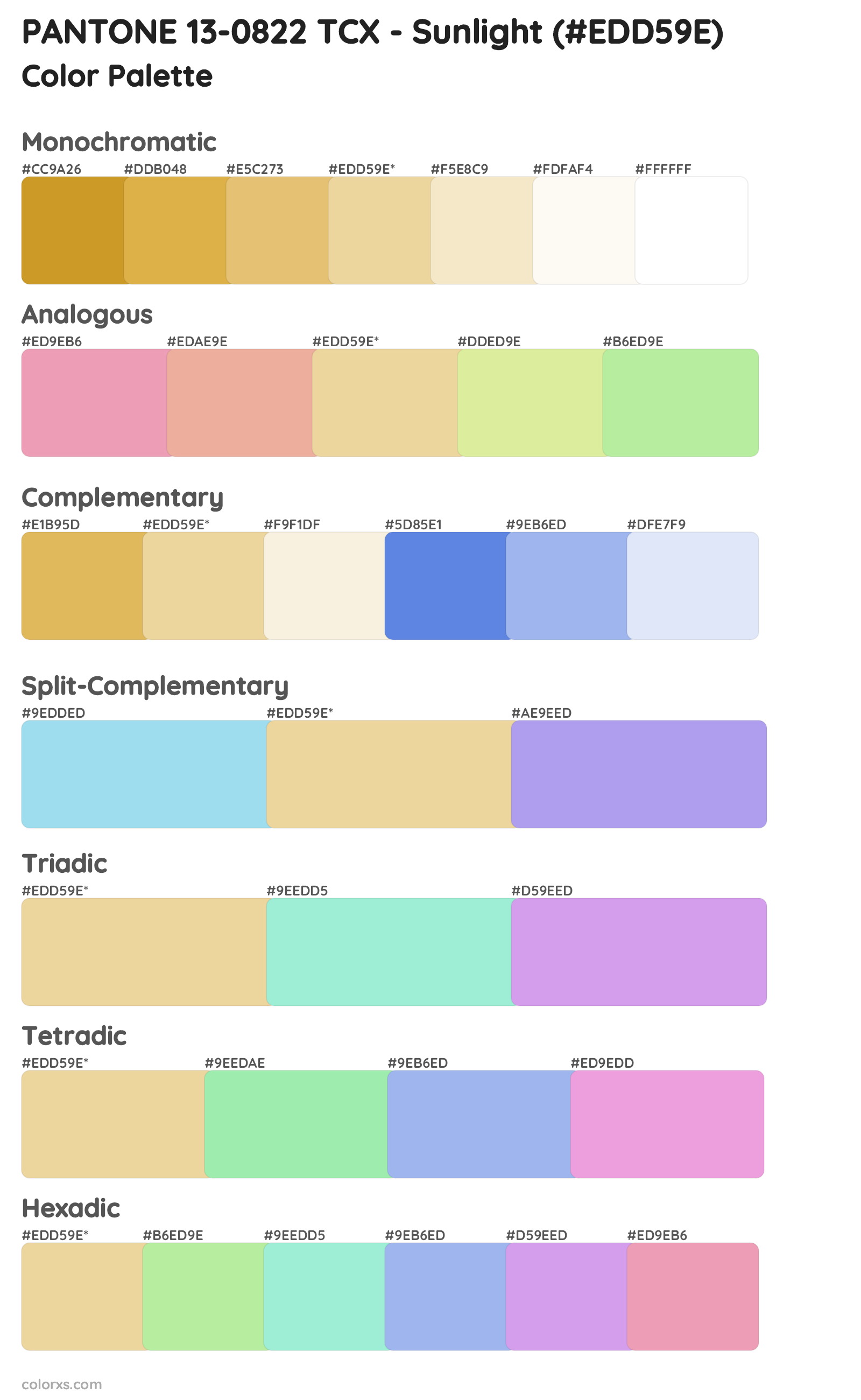 PANTONE 13-0822 TCX - Sunlight Color Scheme Palettes