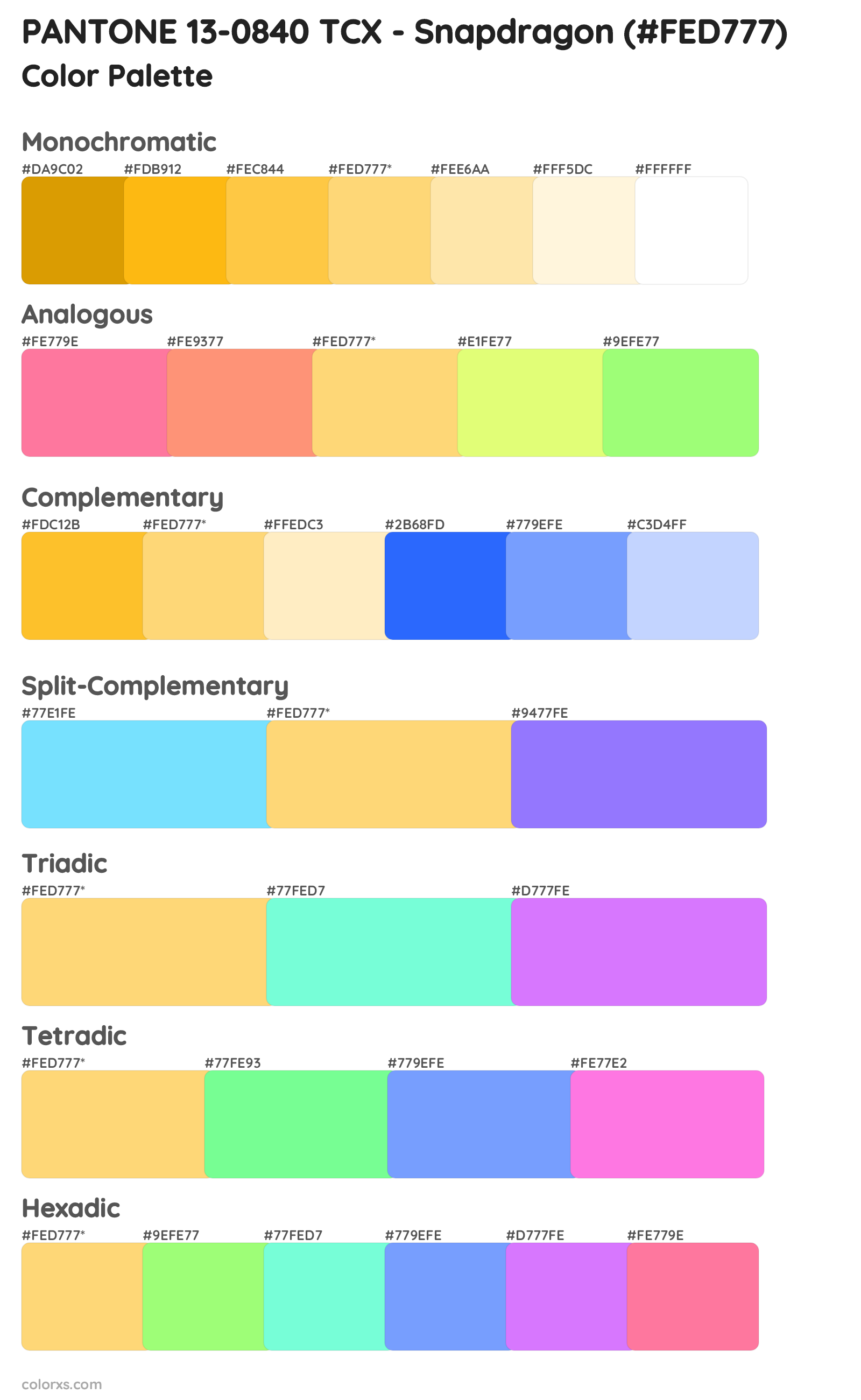 PANTONE 13-0840 TCX - Snapdragon Color Scheme Palettes