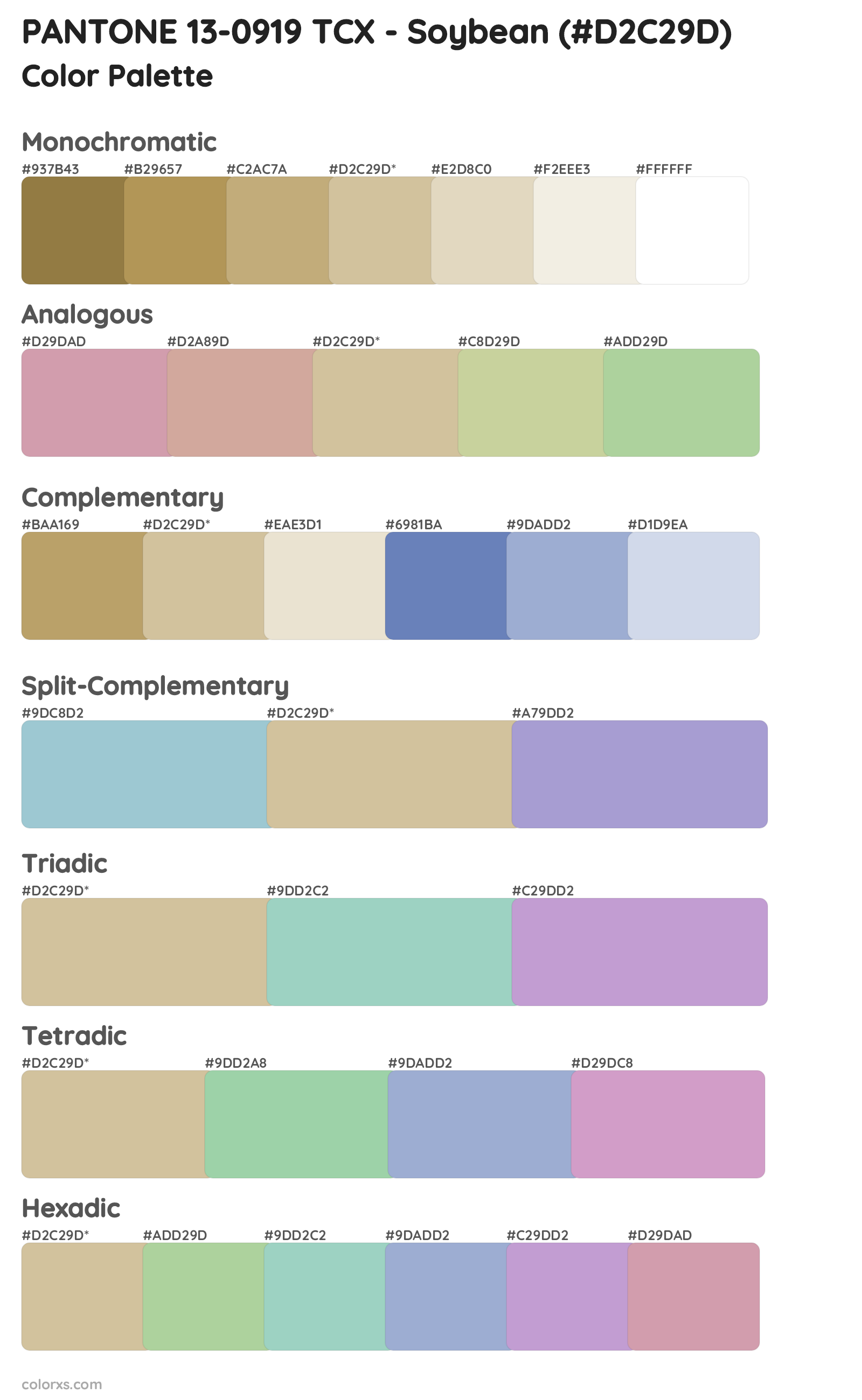 PANTONE 13-0919 TCX - Soybean Color Scheme Palettes